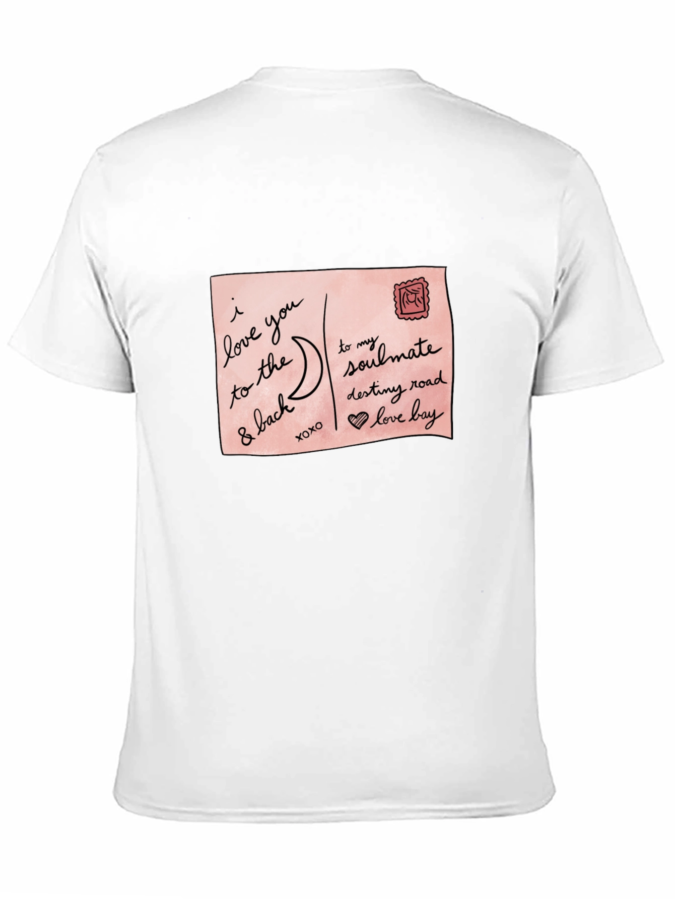 Black Romantic Postcard Graphic Black T-Shirt view 11