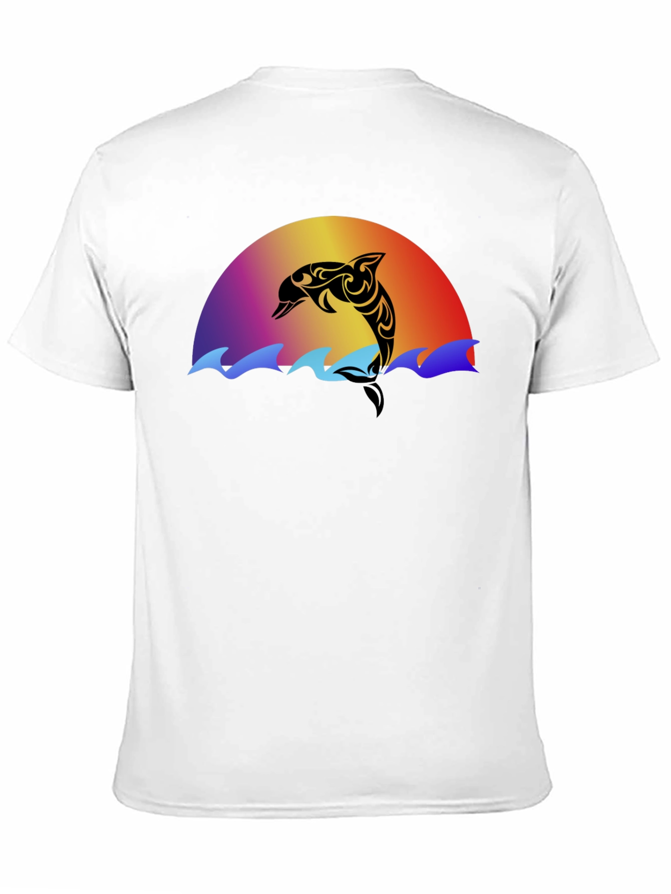 Black Tribal Dolphin Sunset Graphic T-Shirt view 11