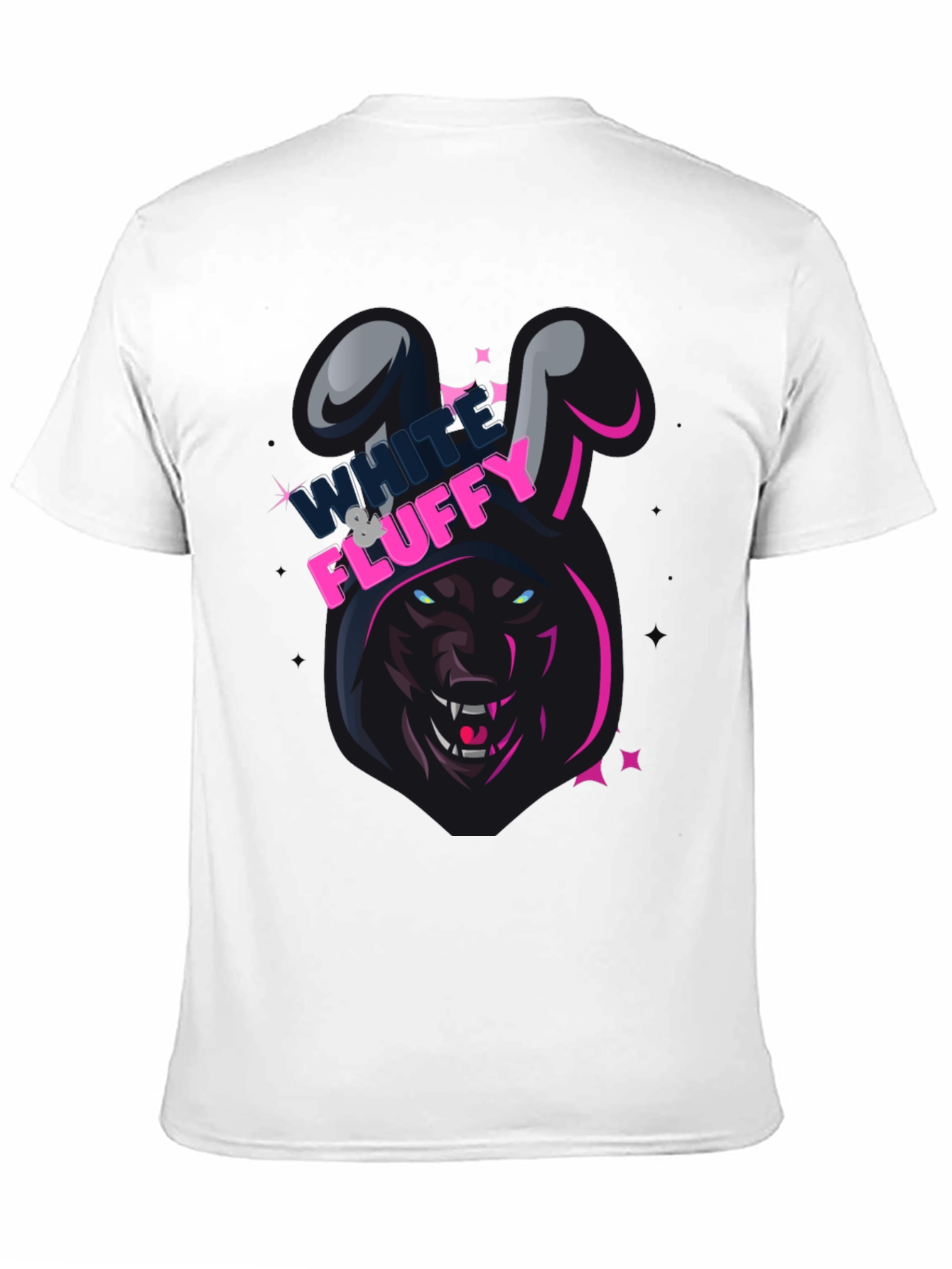 Black White & Fluffy Wolf in Bunny Costume T-Shirt view 11