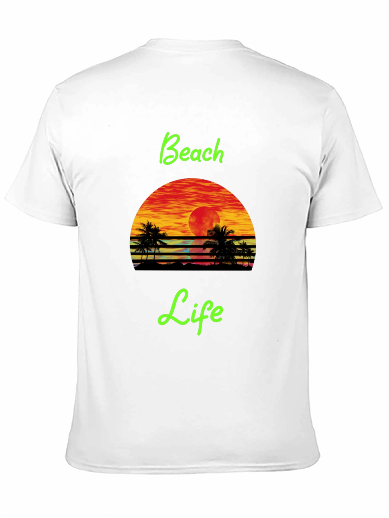 Black Beach Life Black T-Shirt Retro Sunset Palm Tree Design view 11