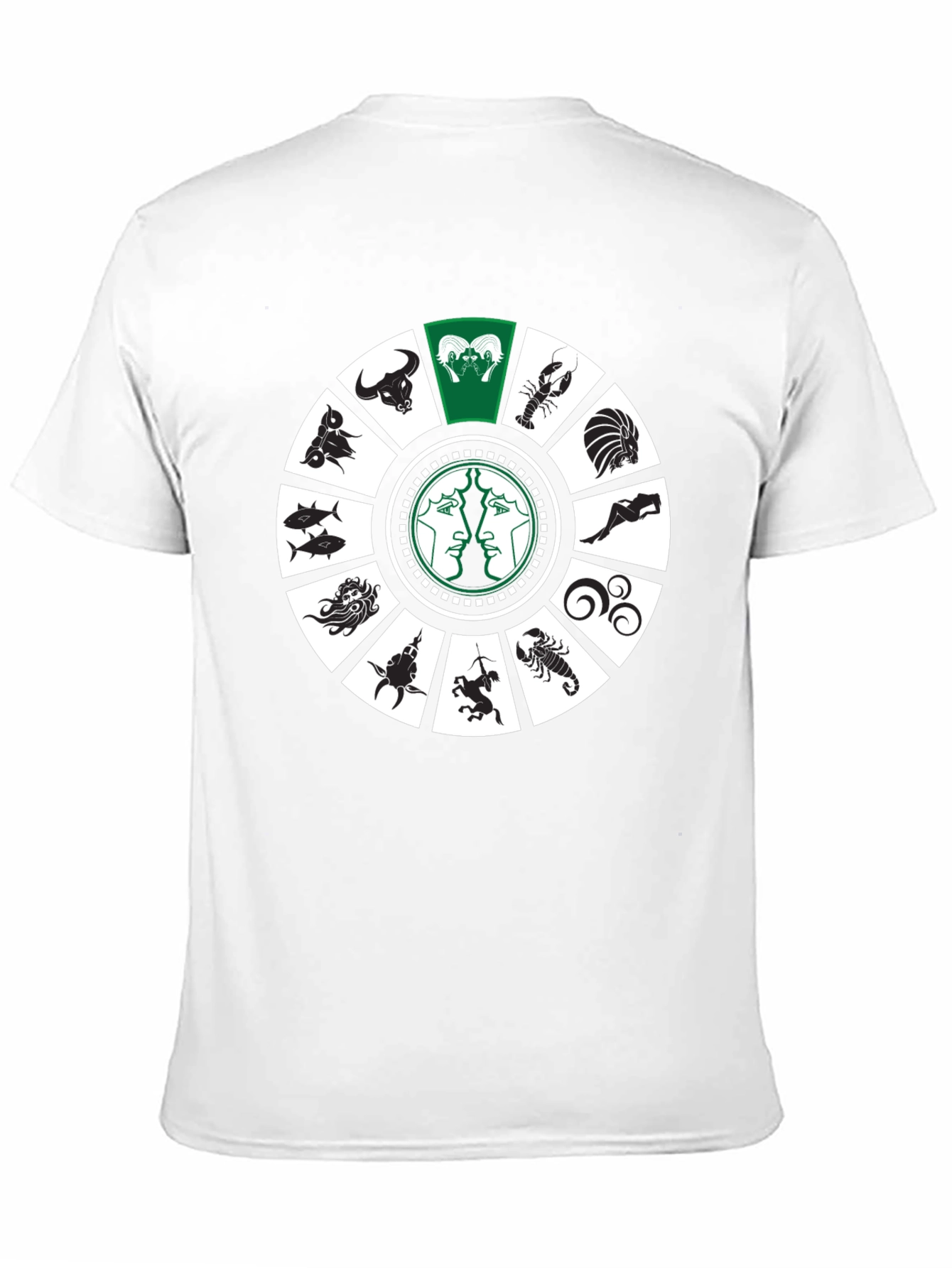 Black Zodiac Sign Wheel T-Shirt view 11