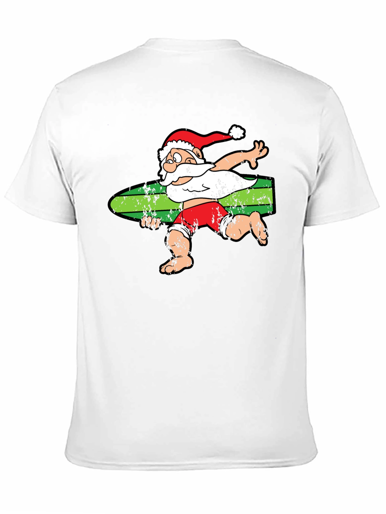 Black Surfing Santa T-Shirt - Christmas Holiday Tee view 11