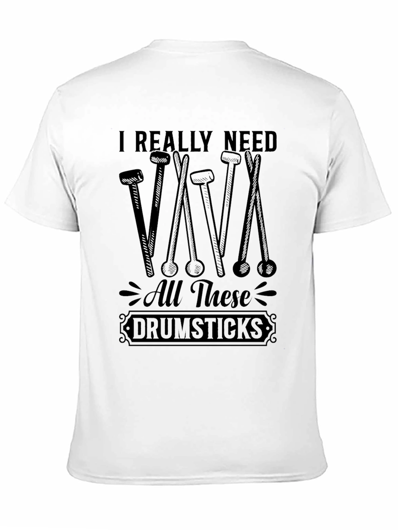 Black I Really Need All These Drumsticks T-Shirt - Black view 11