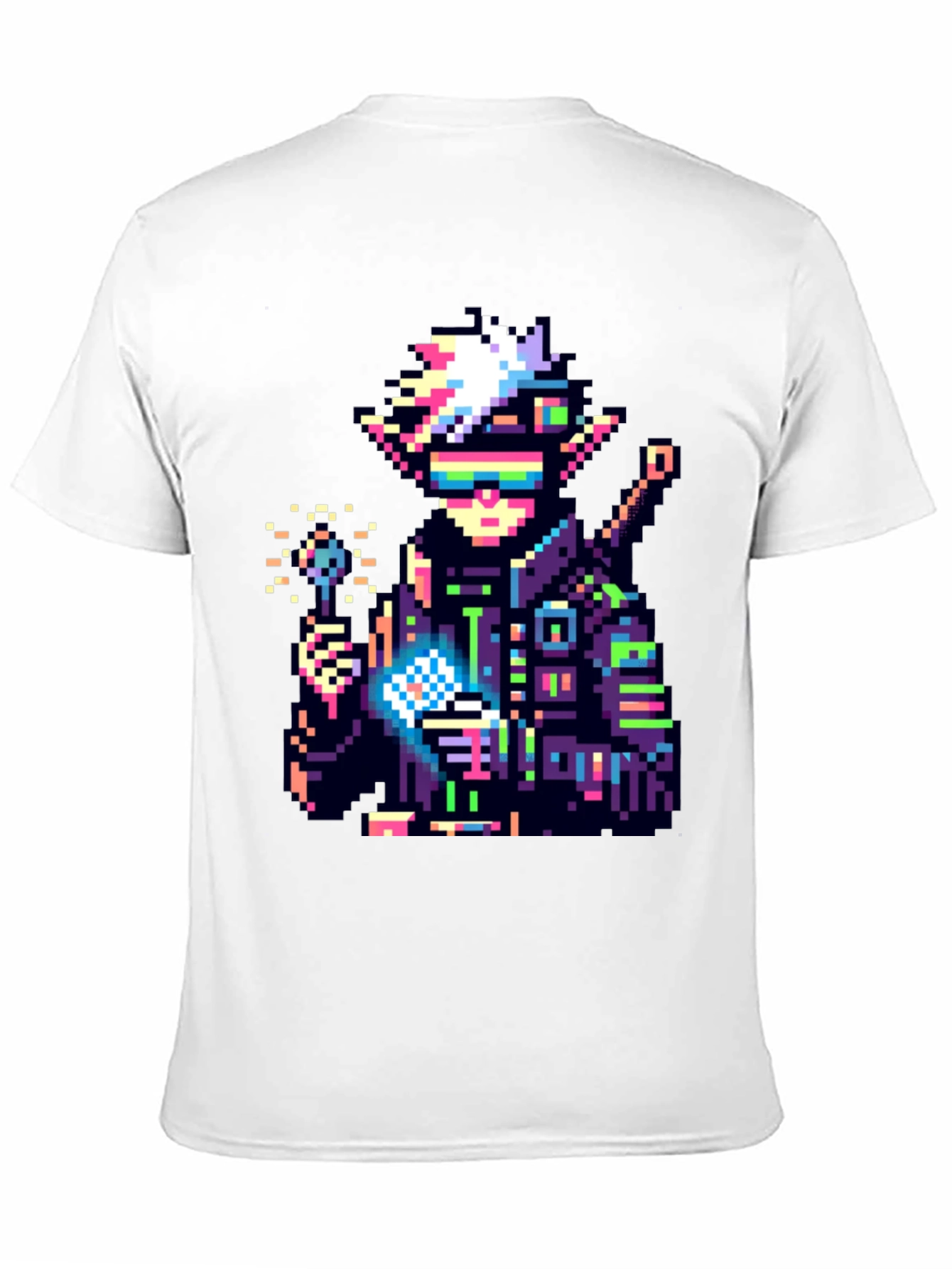 Black Pixel Cyberpunk Elf T-Shirt view 11