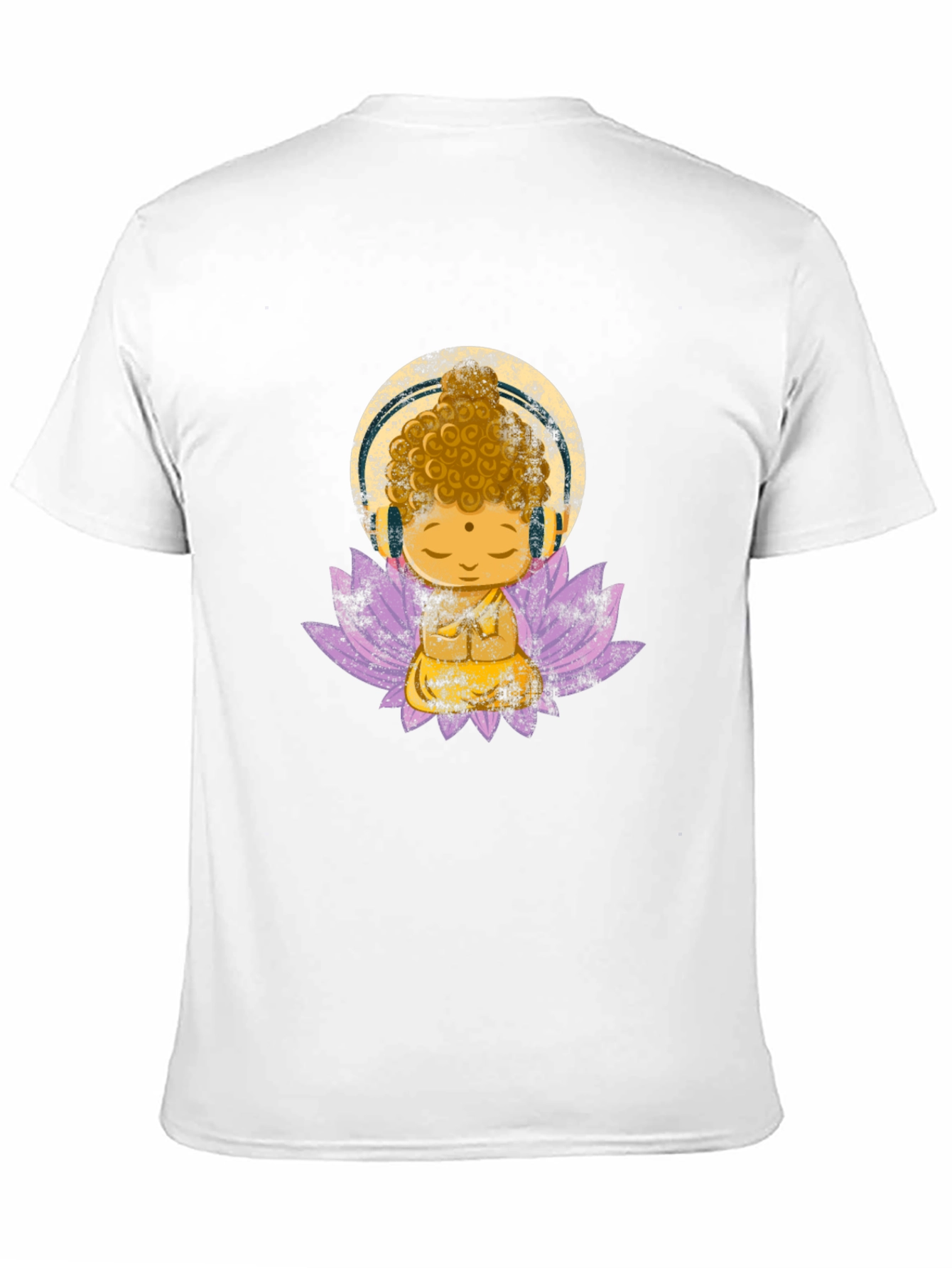 Black Buddha with Headphones Graphic Tee view 11