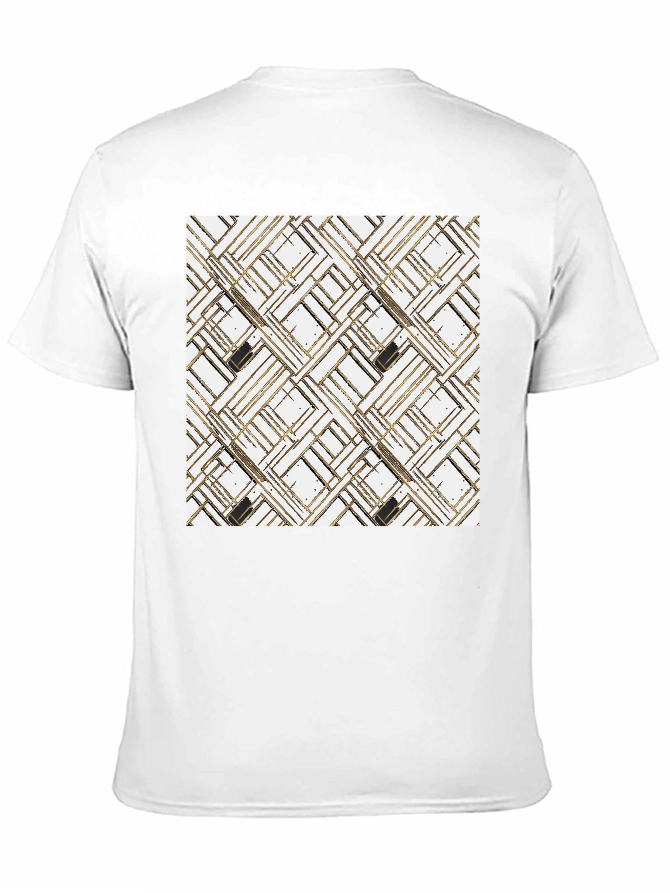 Black Modern Geometric Pattern T-Shirt view 11