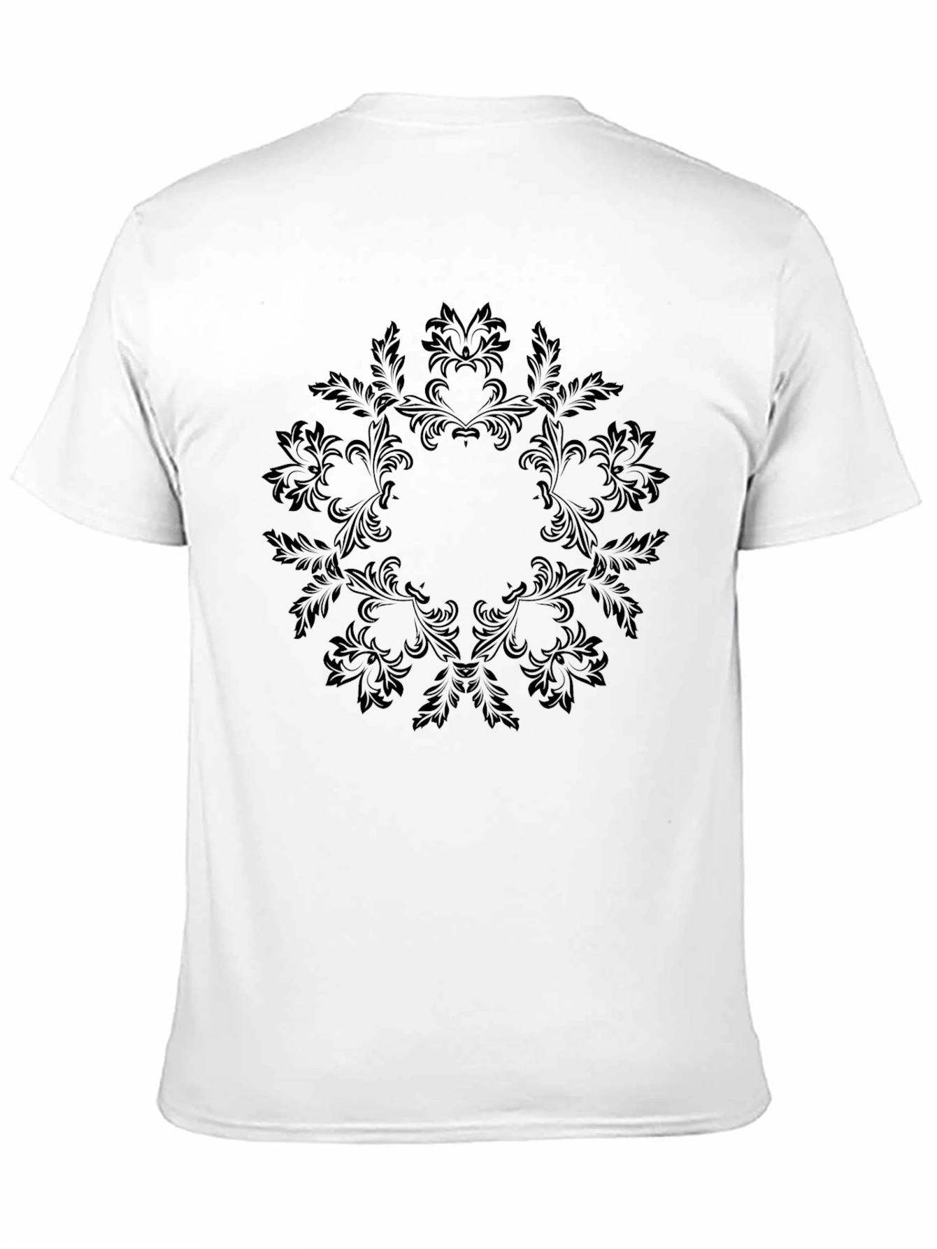 Black Elegant Black Floral Mandala T-Shirt view 11