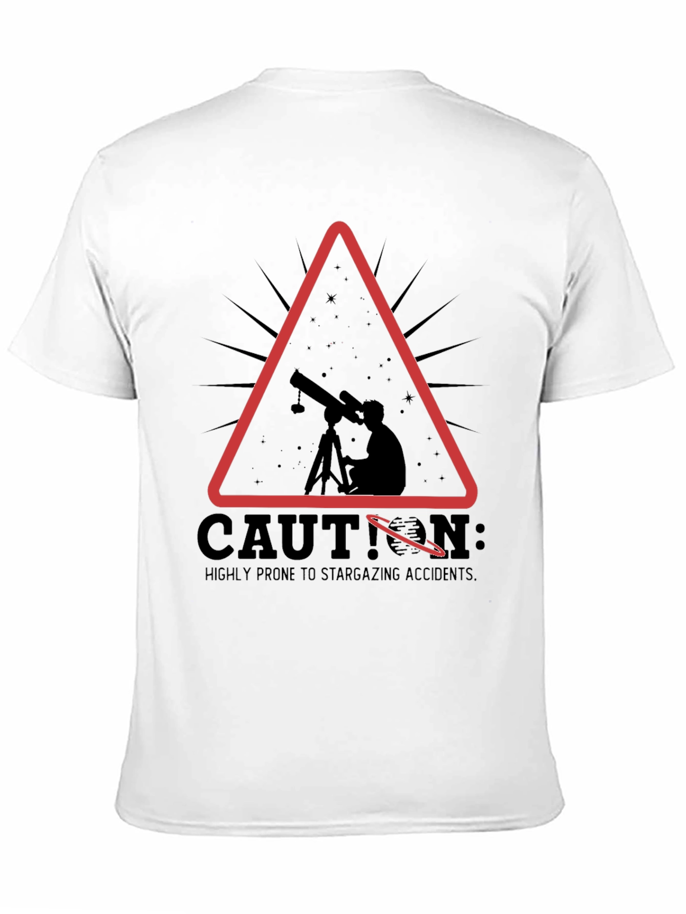 Black Caution Stargazing Accidents T-Shirt view 11
