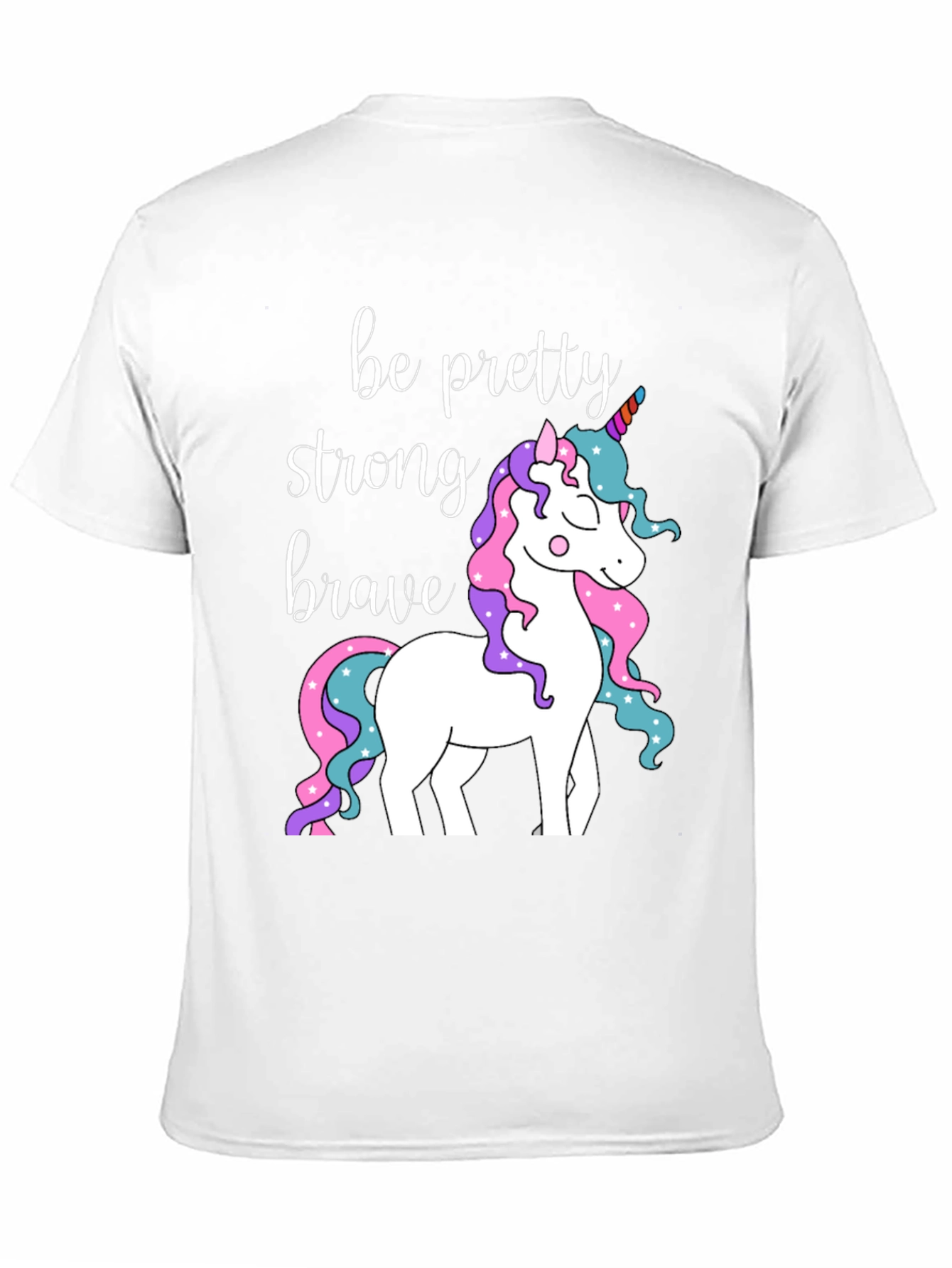 Black Be Pretty Strong Brave Unicorn Graphic T-Shirt view 11