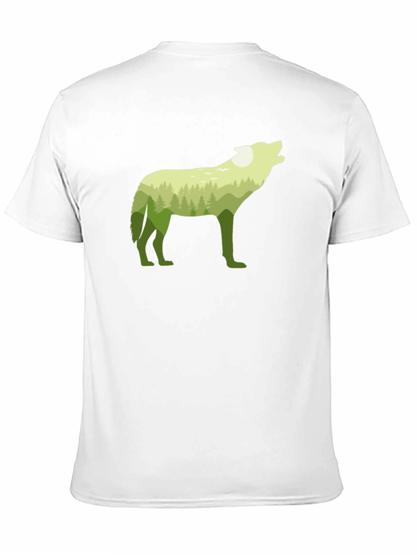 Black Wolf Silhouette Forest Graphic Tee - Black Cotton Blend view 11