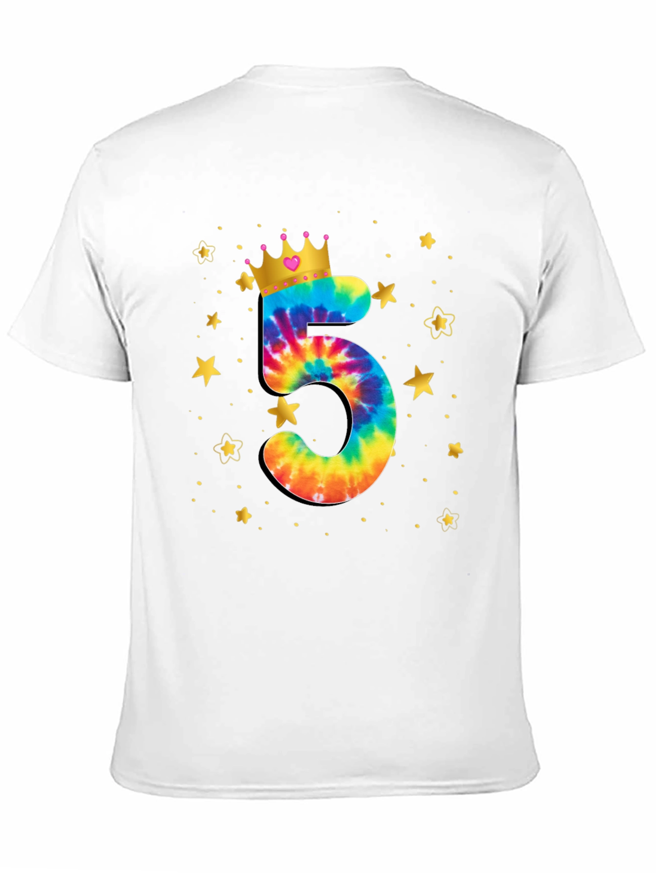 Black Birthday Number 5 Tie Dye Crown Kids T-Shirt view 11