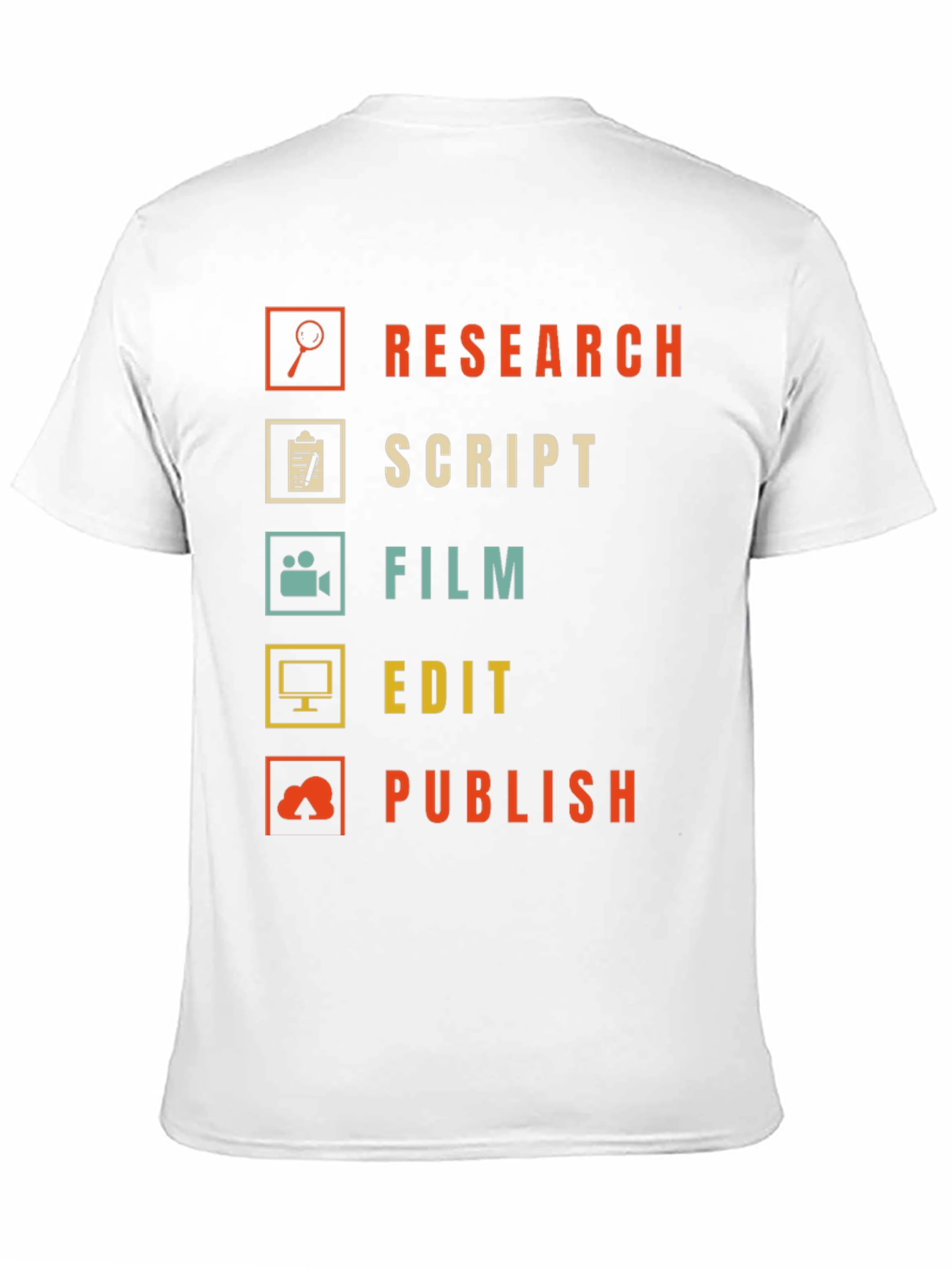 Black Film Crew Process T-Shirt - Research, Script, Film, Edit, Publish view 11
