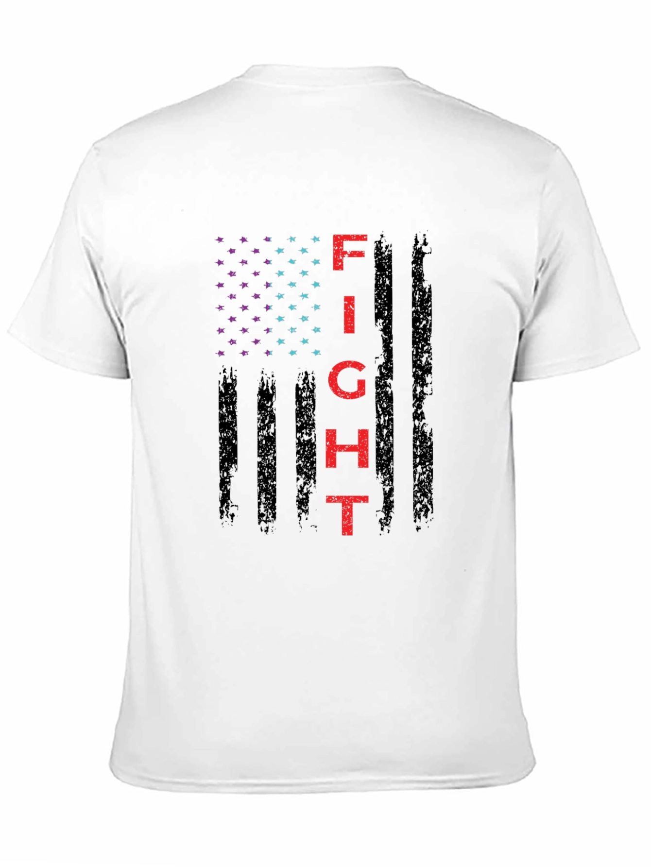 Black Fight Graphic T-Shirt - Patriotic American Flag Design view 11