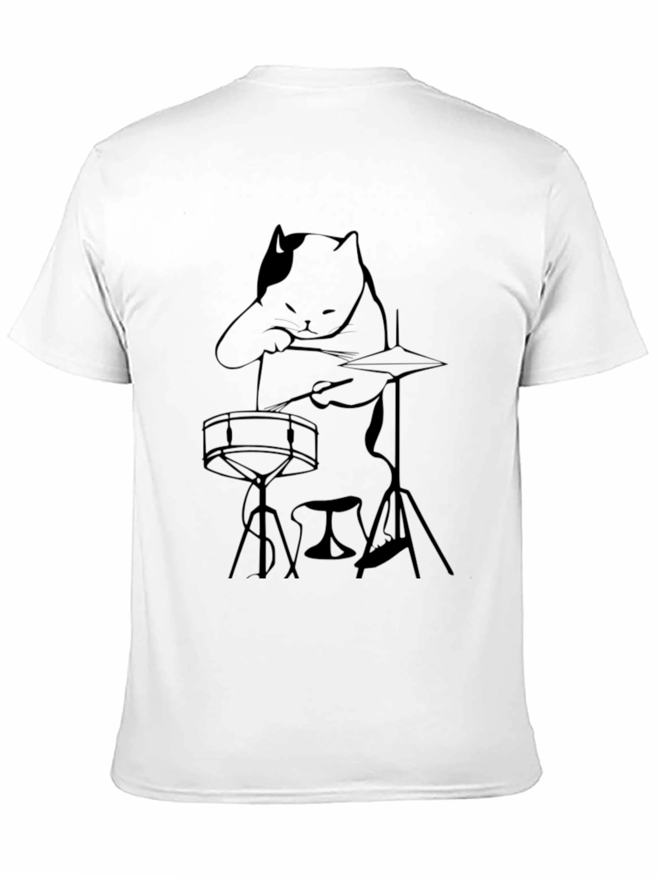 Black Cool Cat Drummer Black T-Shirt view 11