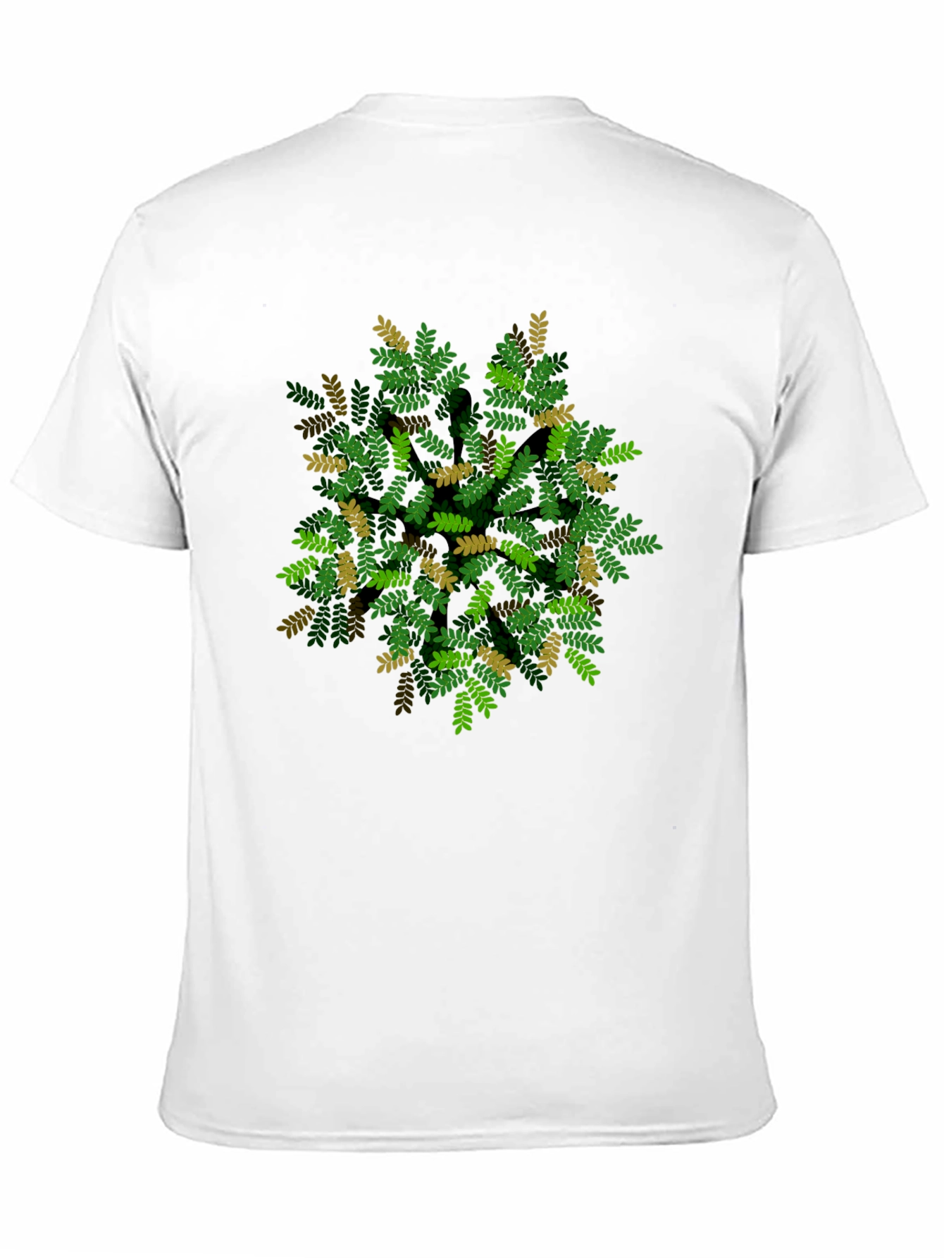Black Leaf Pattern Black T-Shirt - Nature Inspired Design view 11