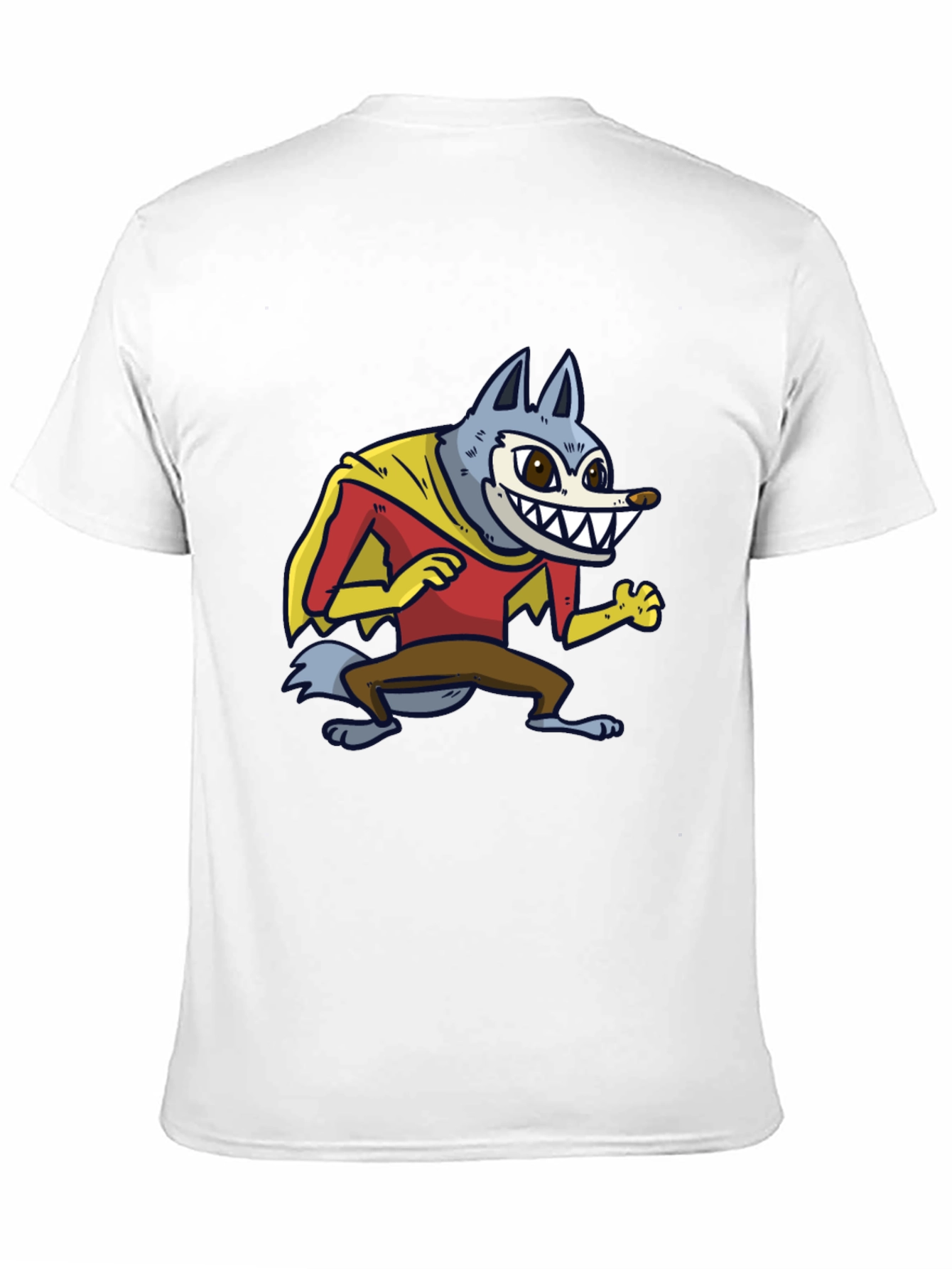 Black Cartoon Wolf Superhero Graphic Tee - Black view 11