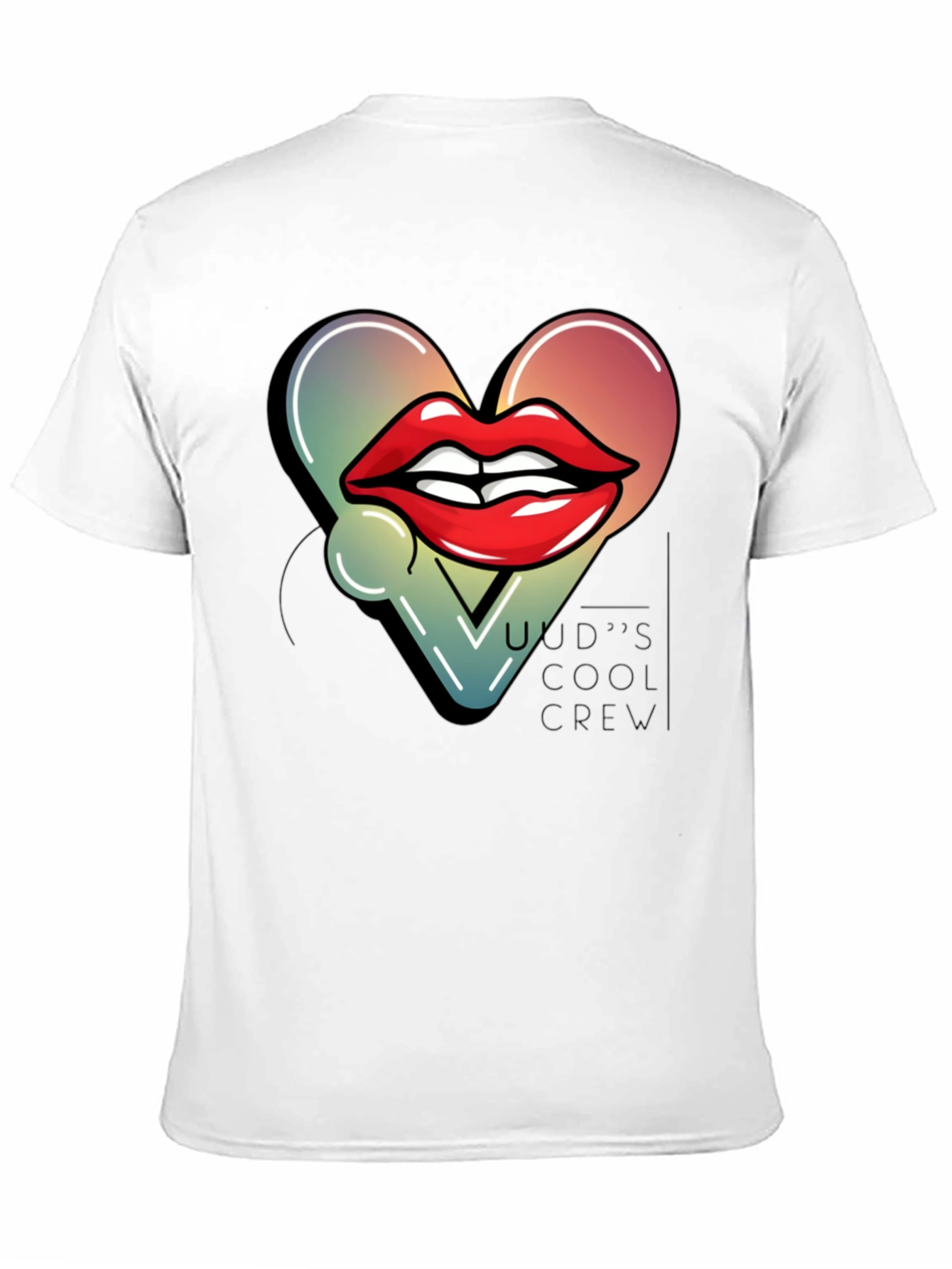 Black Trendy Lips Heart Graphic Black T-Shirt view 11
