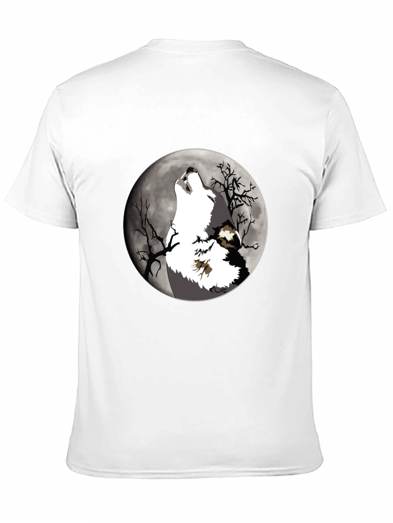 Black Wolf Howling at Moon Graphic T-Shirt view 11