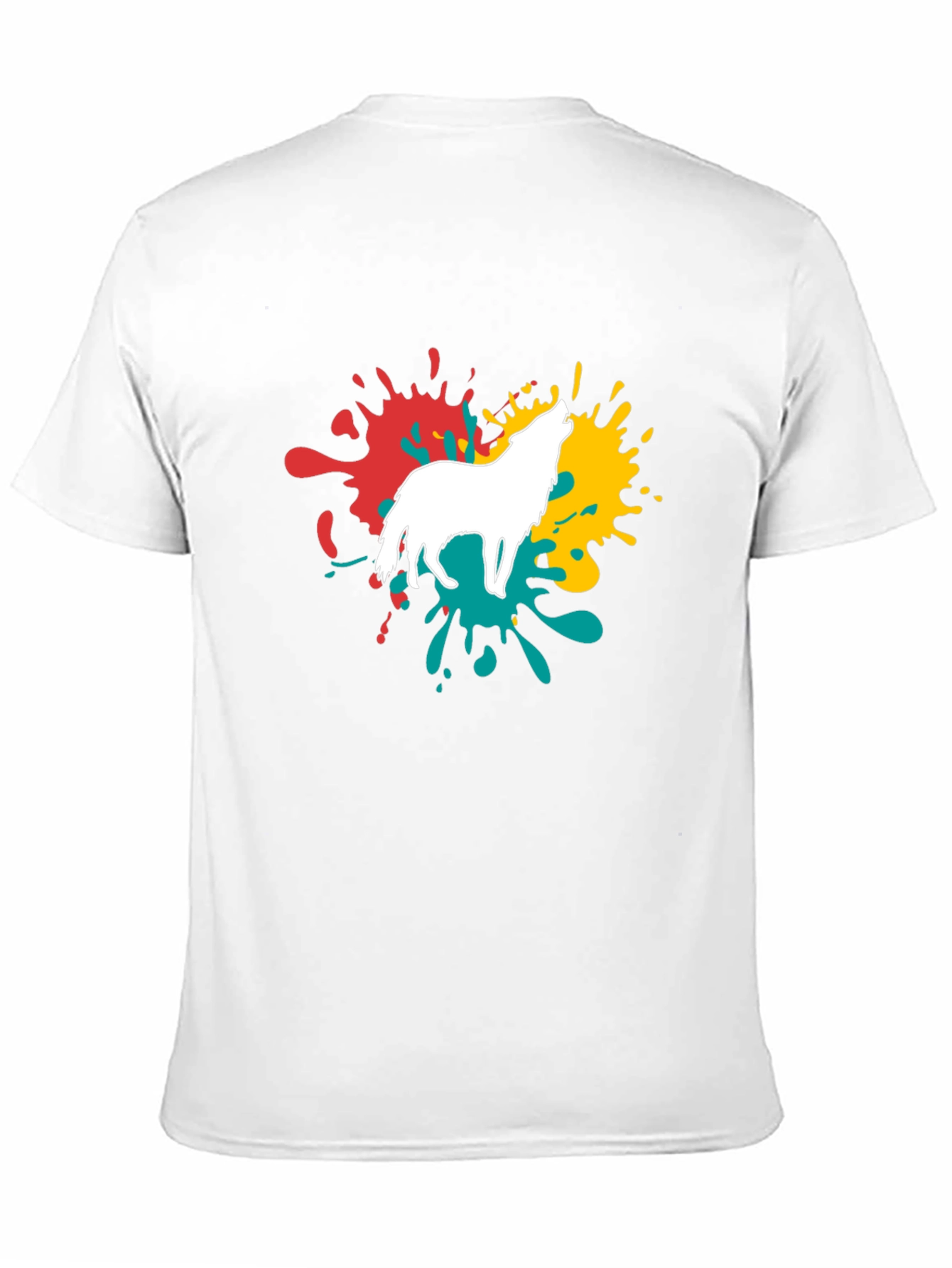 Black Wolf Splash Graphic Tee - Black Cotton Blend T-Shirt view 11