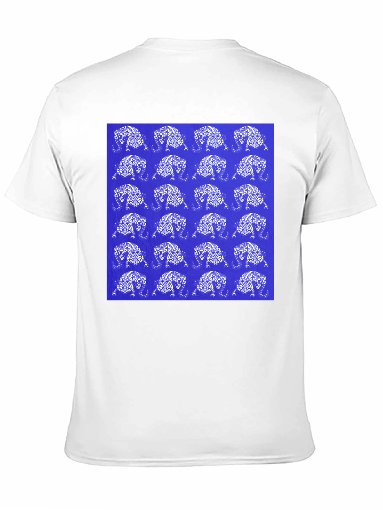 Black Patterned Elephant Print Crew Neck T-Shirt view 11