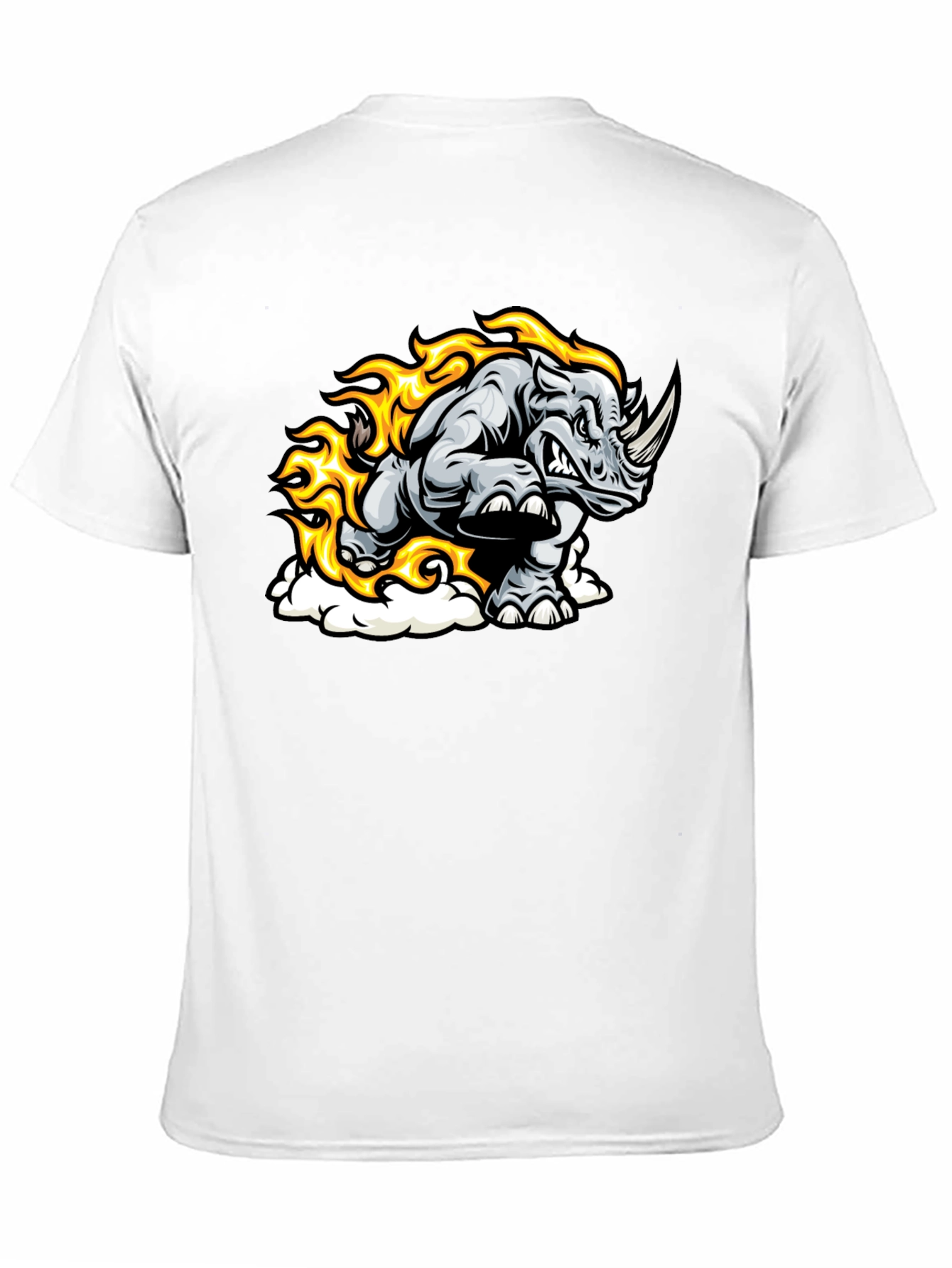 Black Fiery Rhino Graphic T-Shirt - Black Cotton Tee view 11