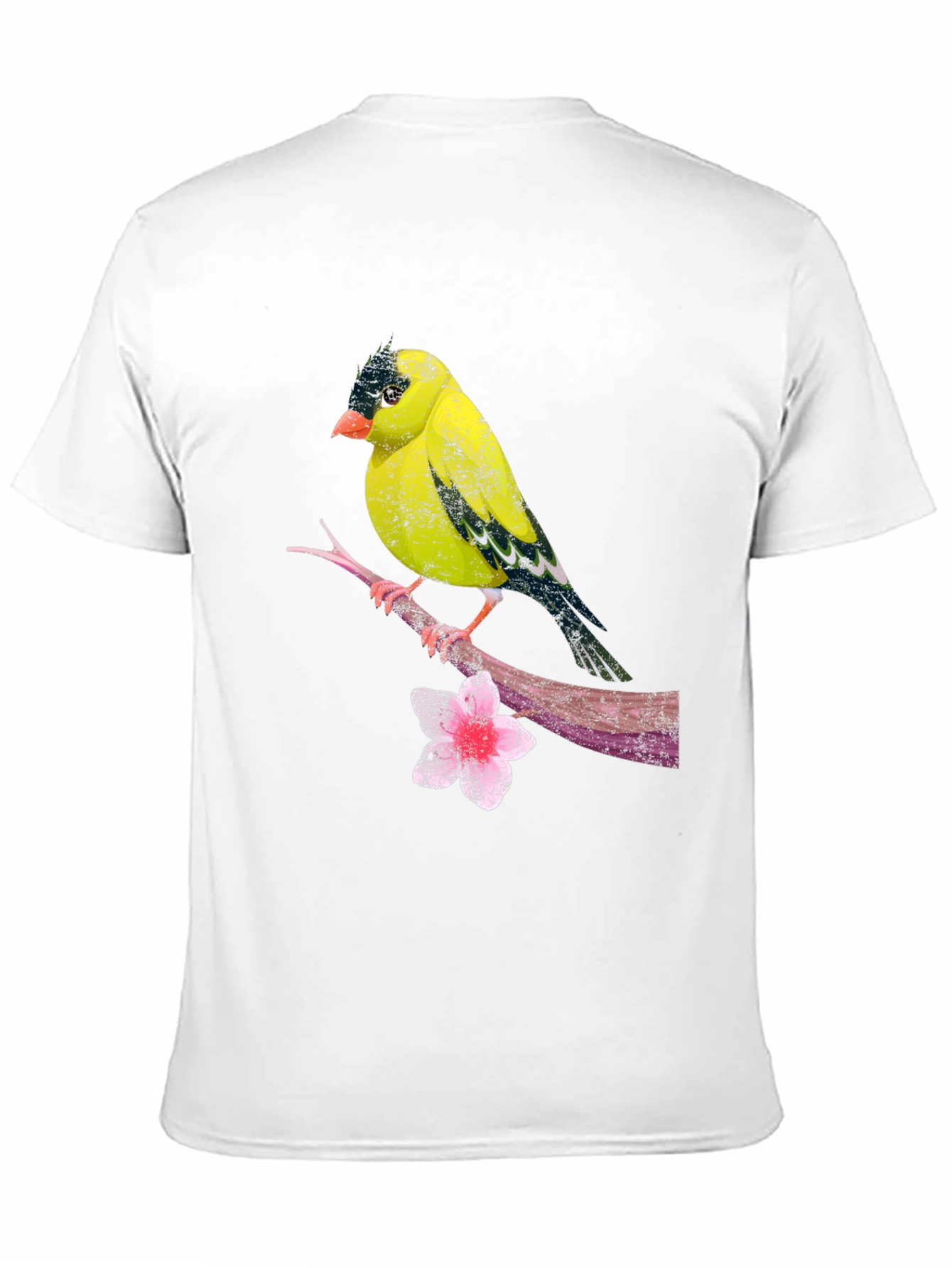 Black Bird on Branch Black T-Shirt view 11