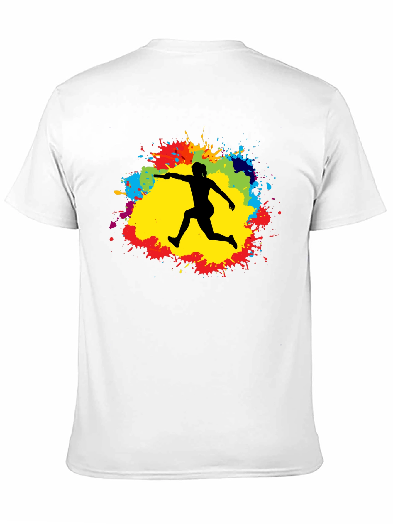 Athlete Silhouette Colorful Paint Splatter T-Shirt - 11