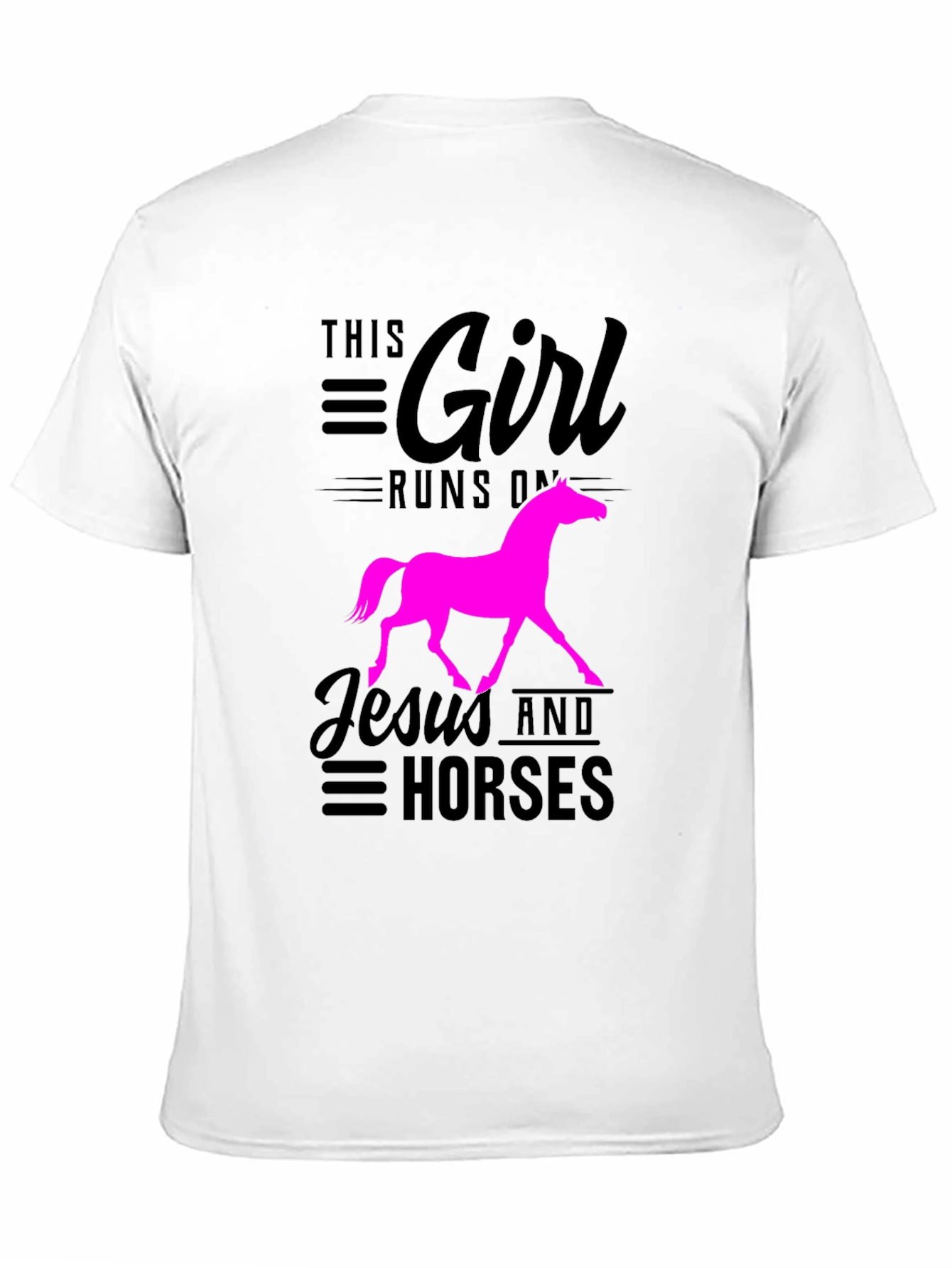 Black This Girl Runs on Jesus and Horses Black T-Shirt view 11