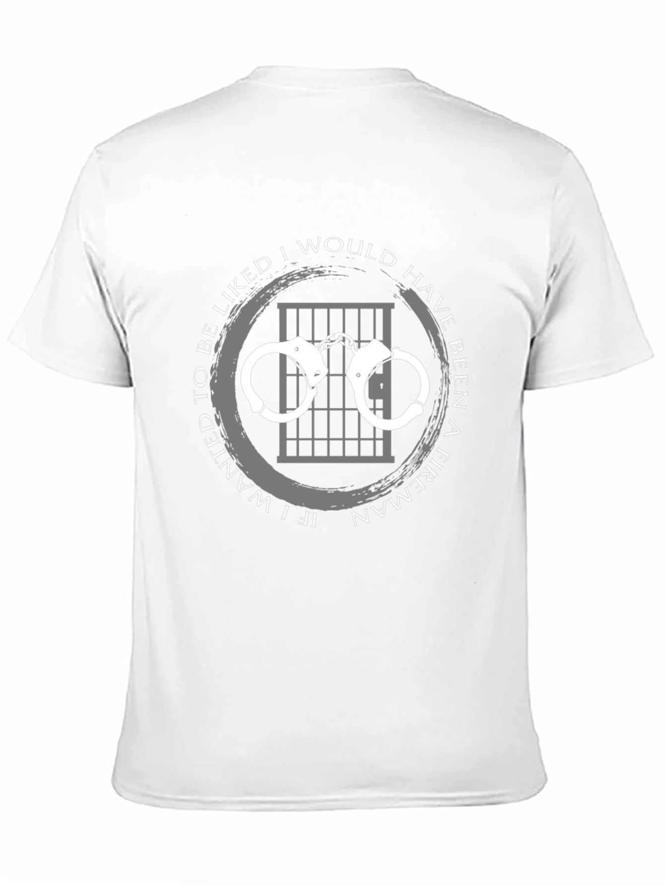 Black Funny Fireman T-Shirt - Handcuffs & Jail Cell view 11