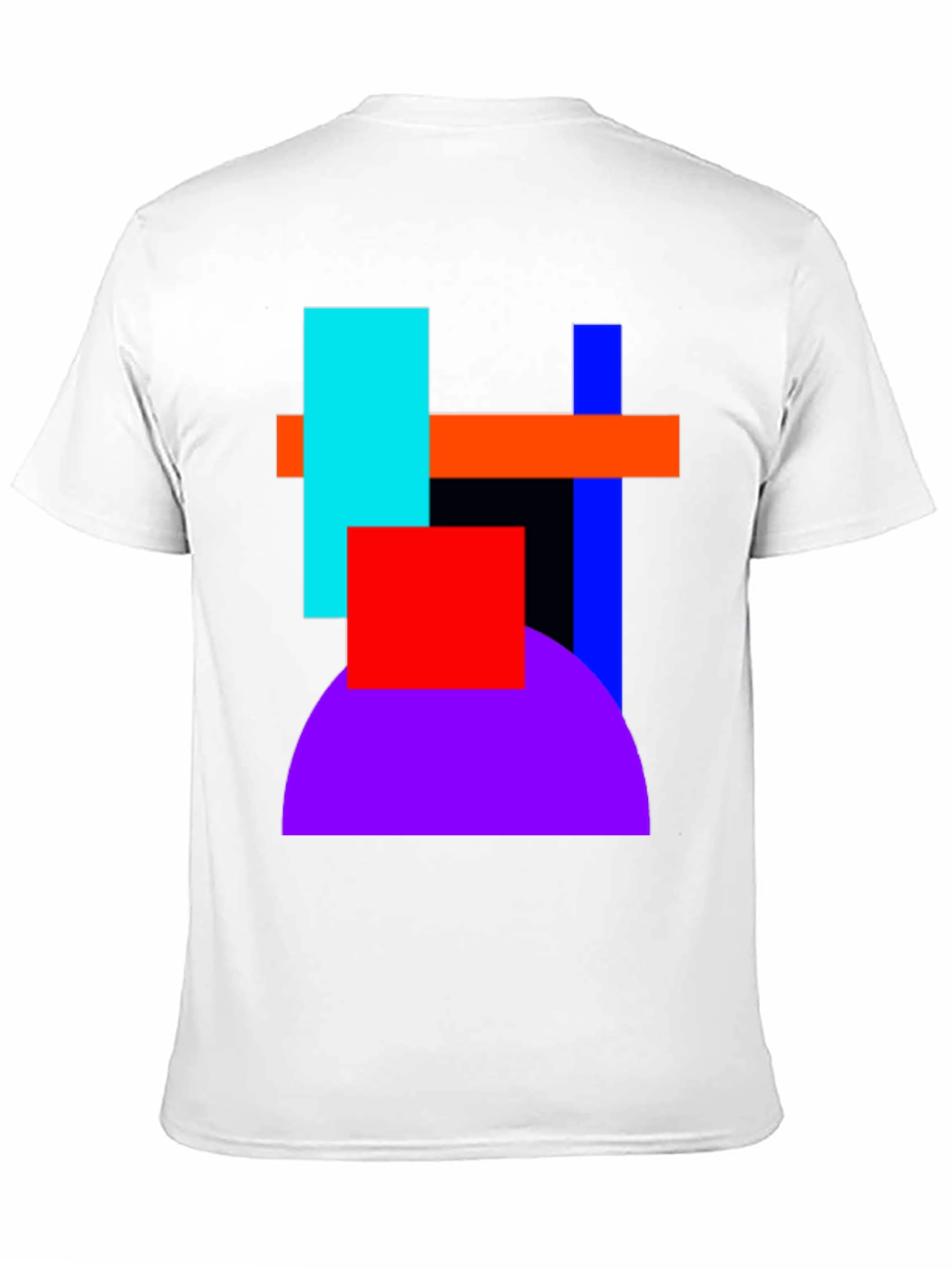 Black Abstract Geometric T-Shirt - Bold Color Block Design view 11