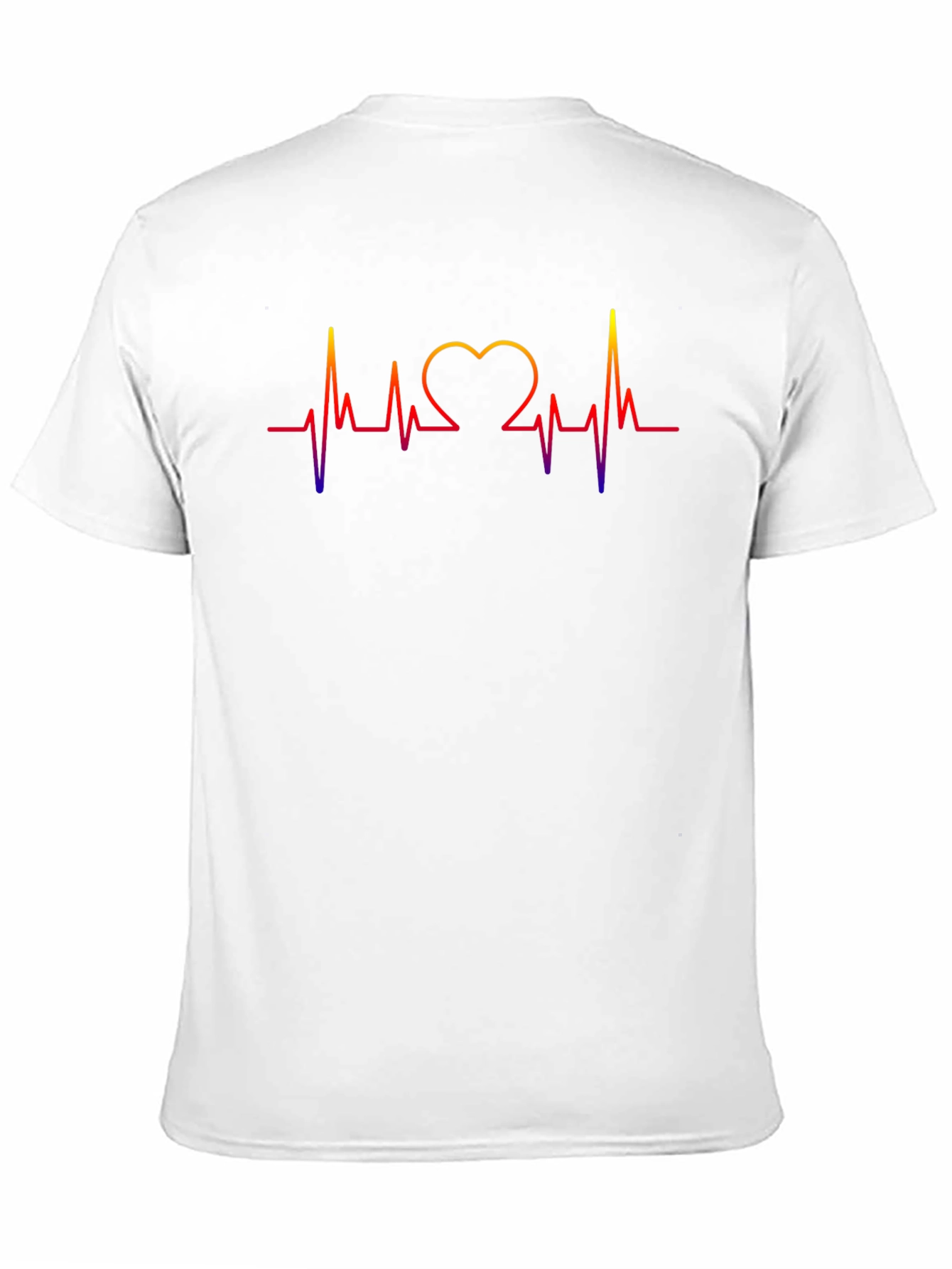 Black Heartbeat Heart Love Graphic Men's Black T-Shirt view 11