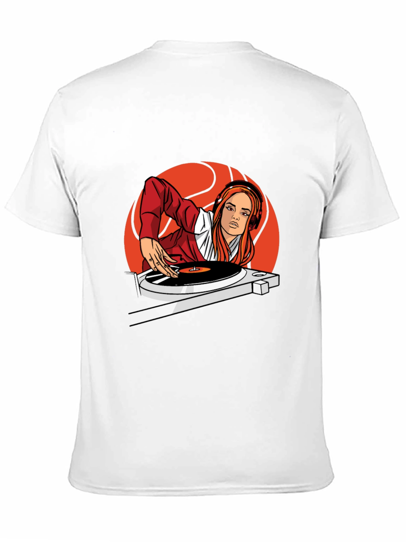 Black DJ Girl Graphic Tee - Cool Black Cotton Shirt view 11