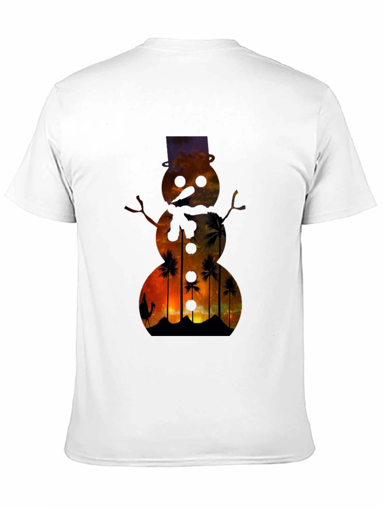 Black Sunset Snowman T-Shirt view 11