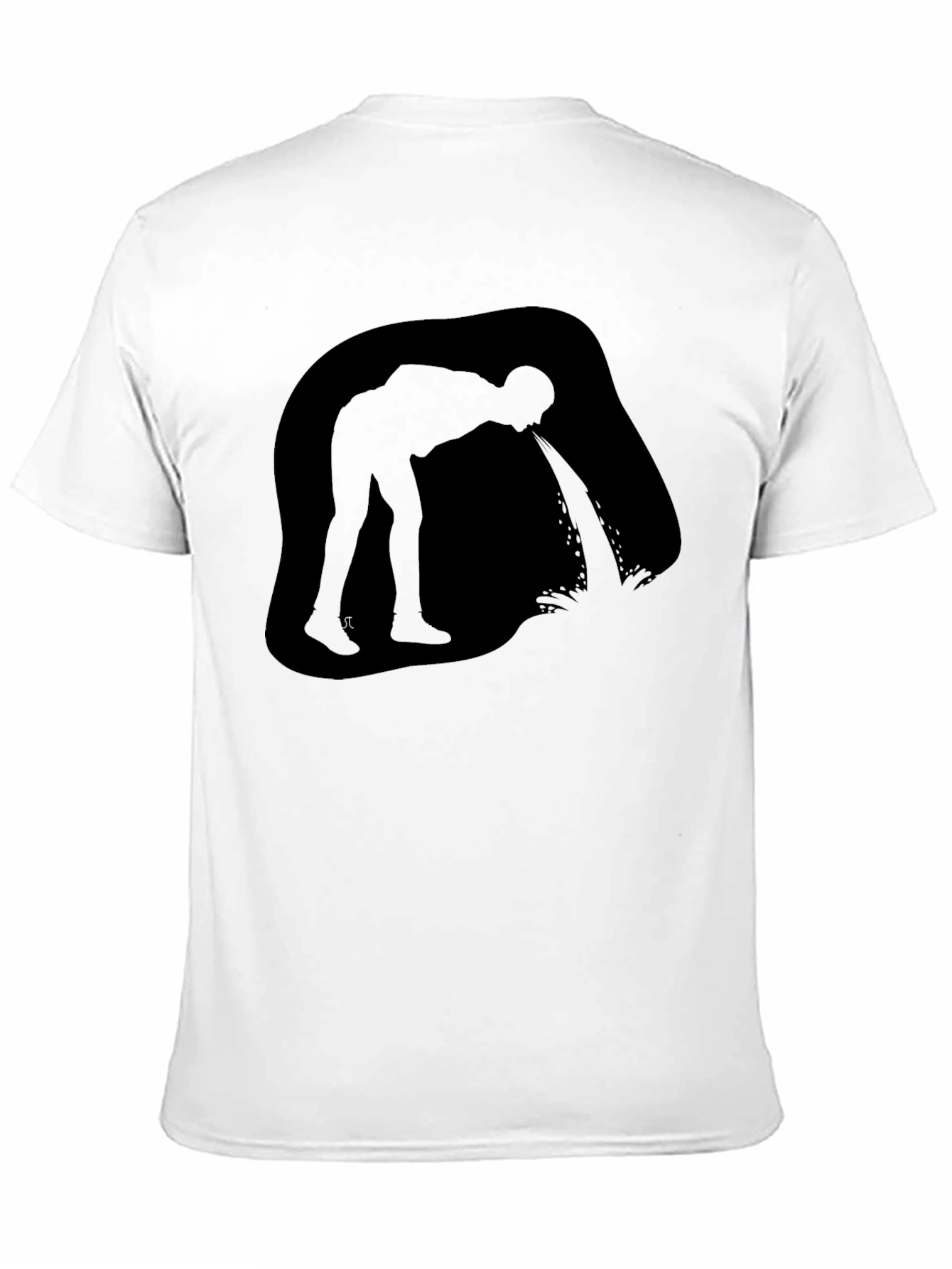 Black Puking Man Silhouette Graphic T-Shirt - Black view 11