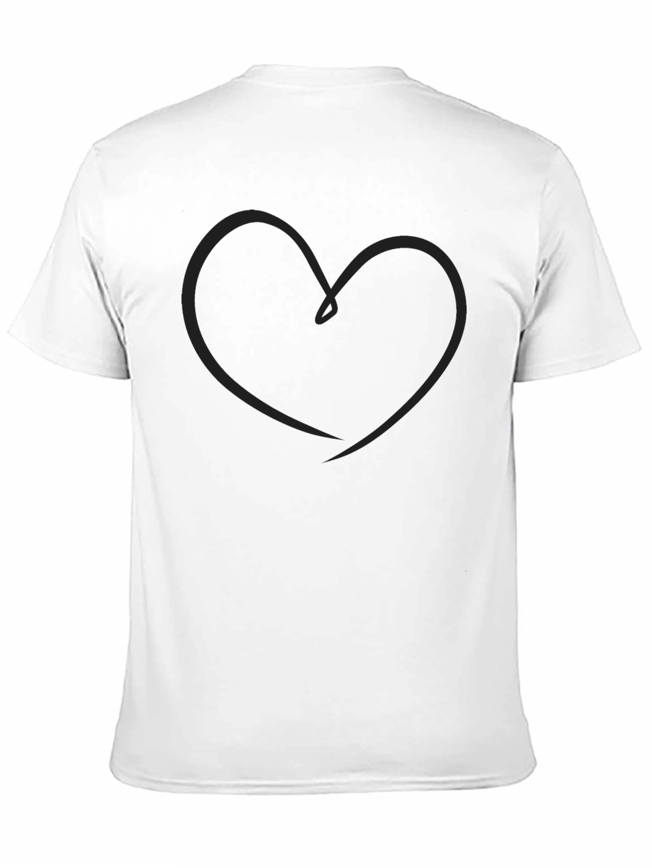 Black Heart Line Art Black T-Shirt view 11