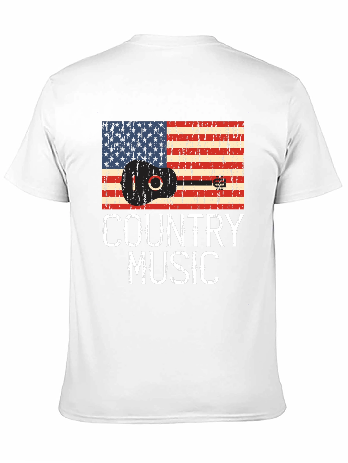 Black Country Music Guitar American Flag T-Shirt view 11