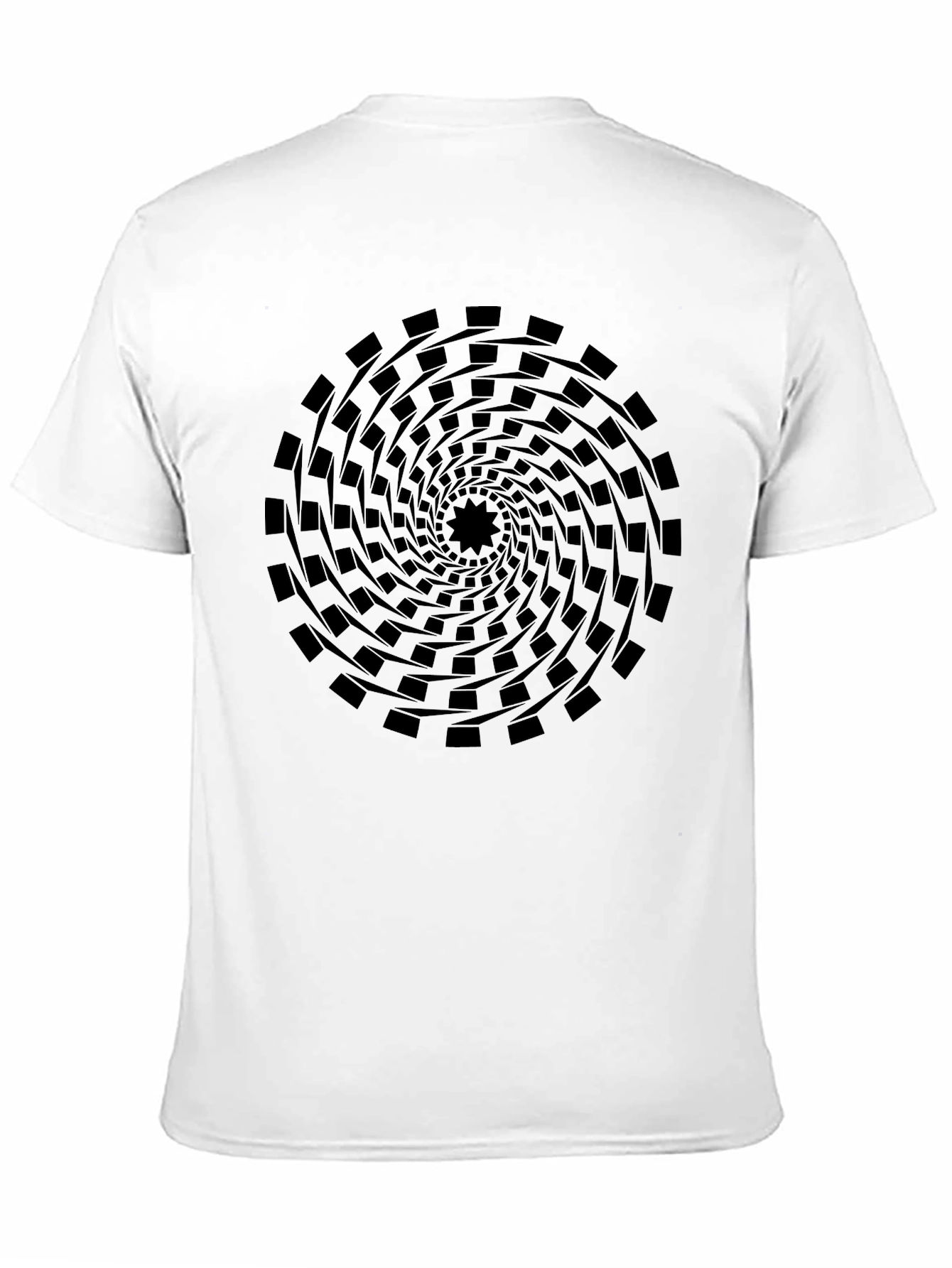 Black Optical Illusion Swirl Graphic Black T-Shirt view 11