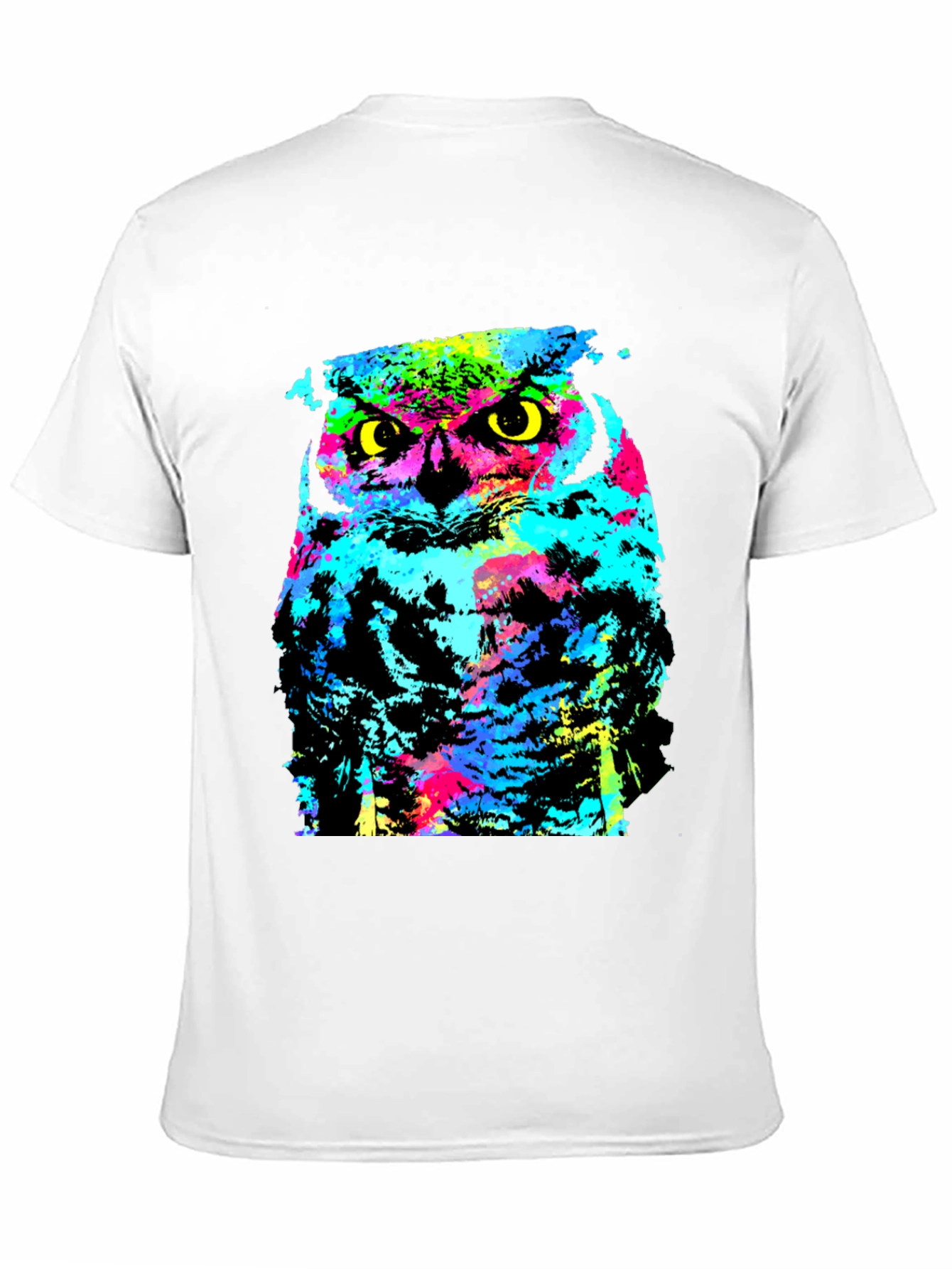 Black Colorful Owl Graphic Print Black T-Shirt view 11