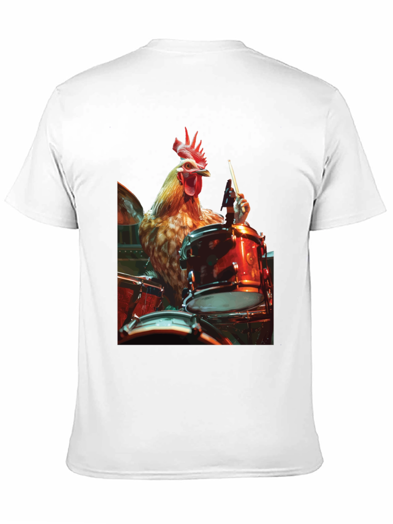 Black Chicken Drummer T-Shirt - Black Graphic Tee view 11