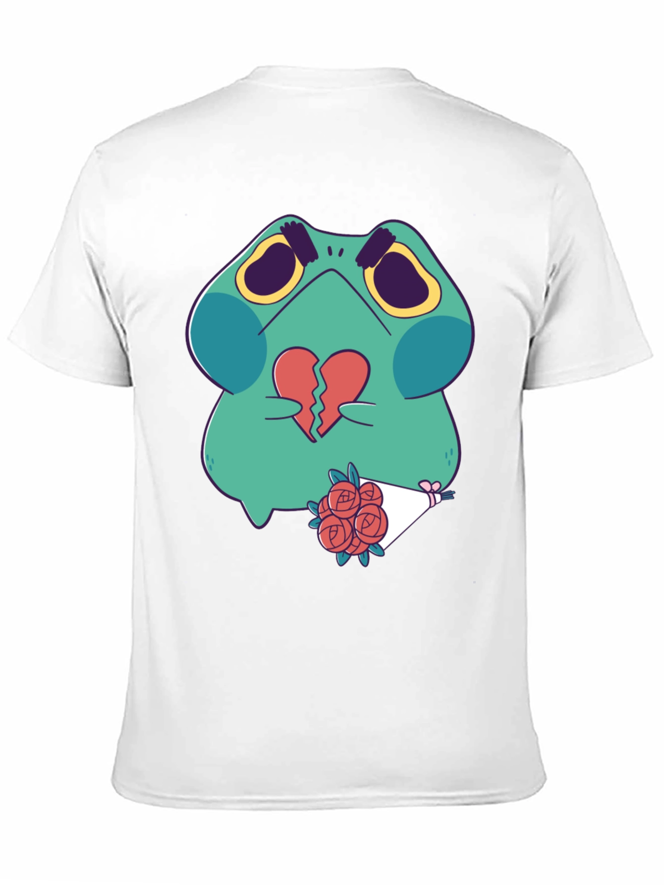 Black Sad Frog with Broken Heart Graphic T-Shirt view 11