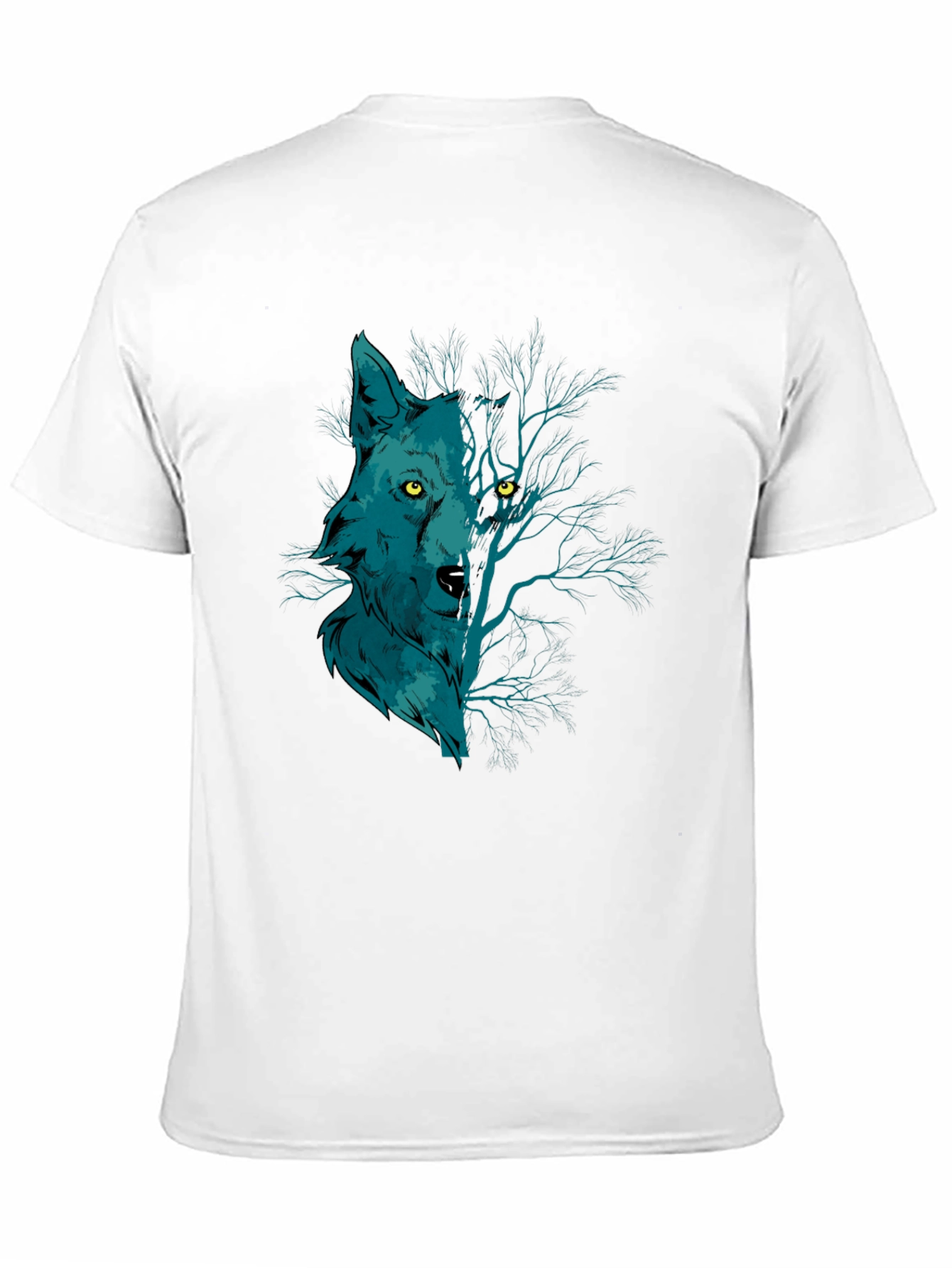 Black Wolf and Woods Graphic Tee - Black Cotton T-Shirt view 11