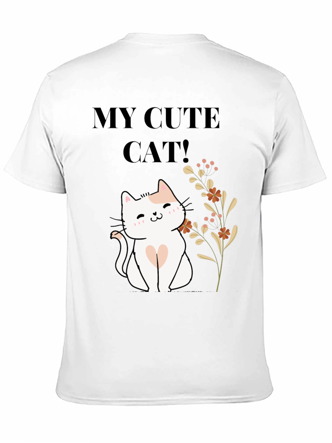 Black Cute Cat T-Shirt - Black Cotton Blend view 11