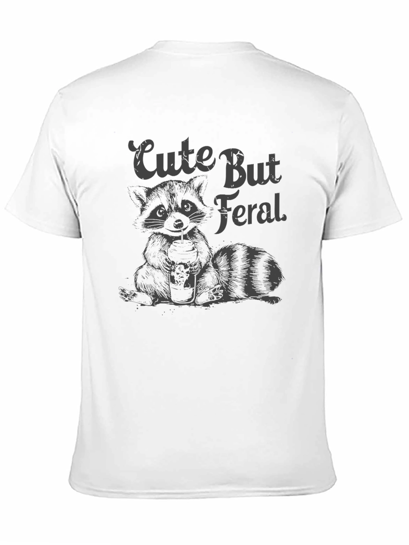 Black Cute But Feral Raccoon Graphic T-Shirt view 11