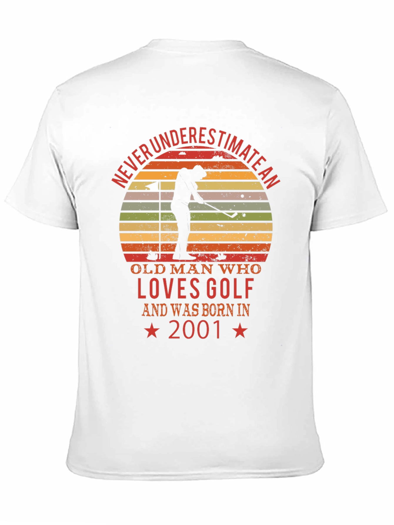Black Never Underestimate Old Man Golf 2001 T-Shirt view 11