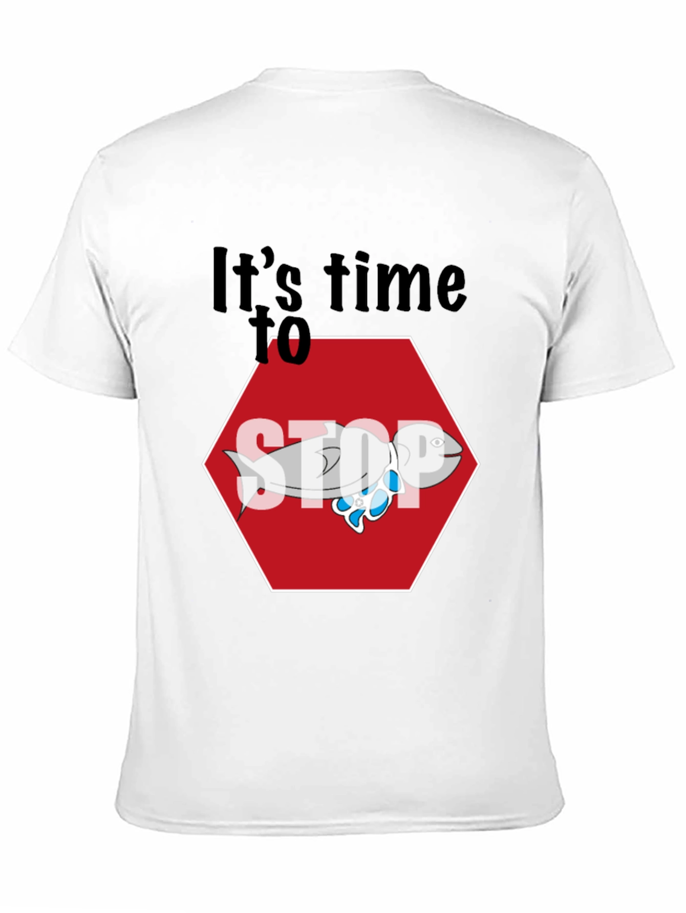 Black It's Time to STOP Fish Stop Sign Graphic Tee view 11