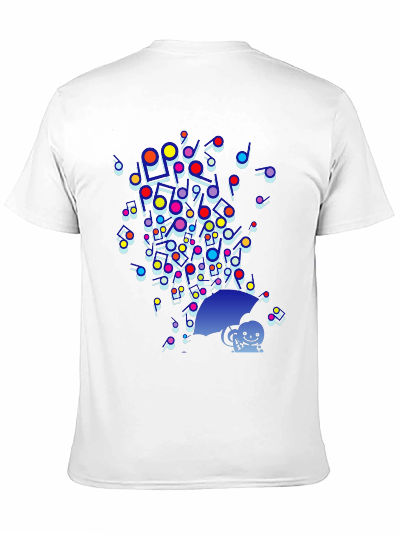 Black Colorful Music Notes Umbrella Graphic Tee - Funky Casual Style view 11
