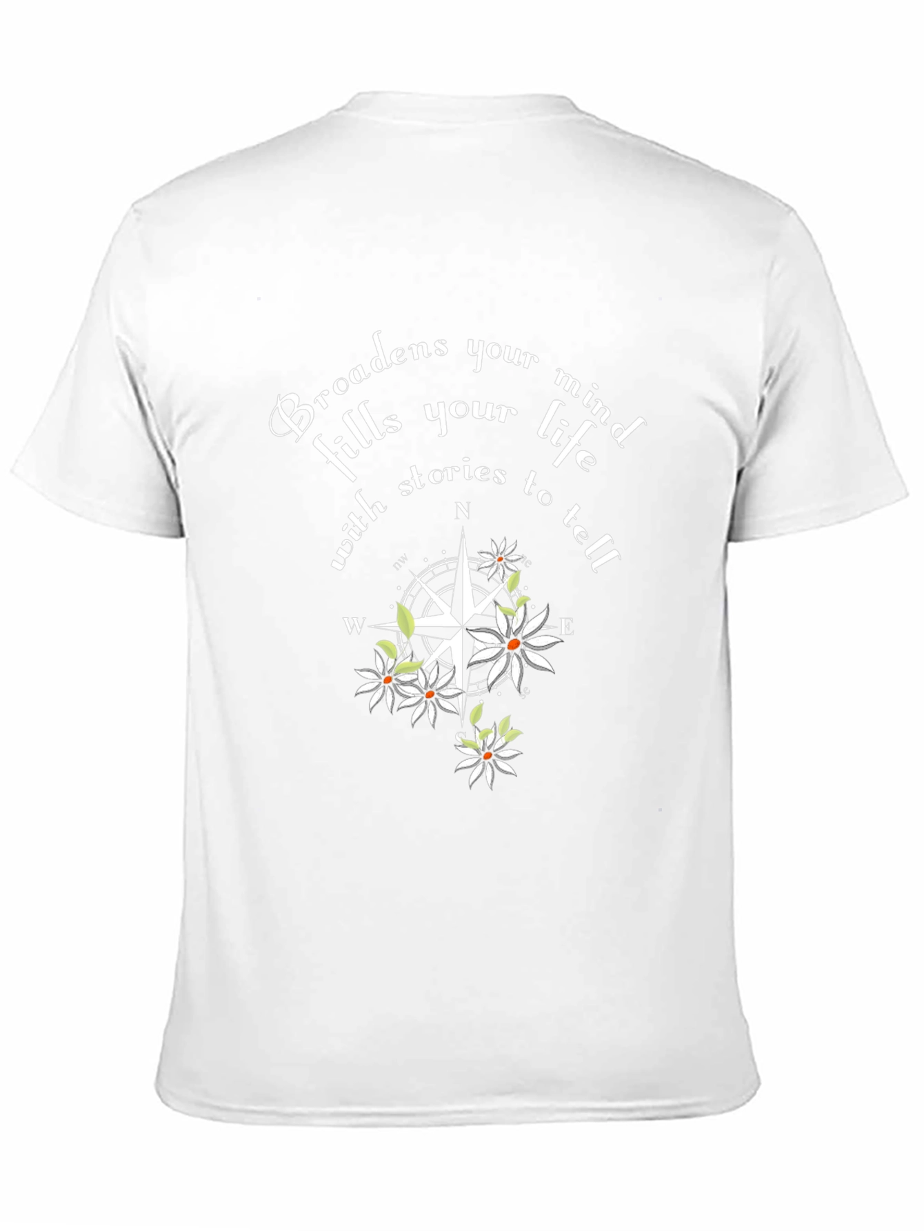 Black Inspirational Compass Floral Graphic Black T-Shirt view 11
