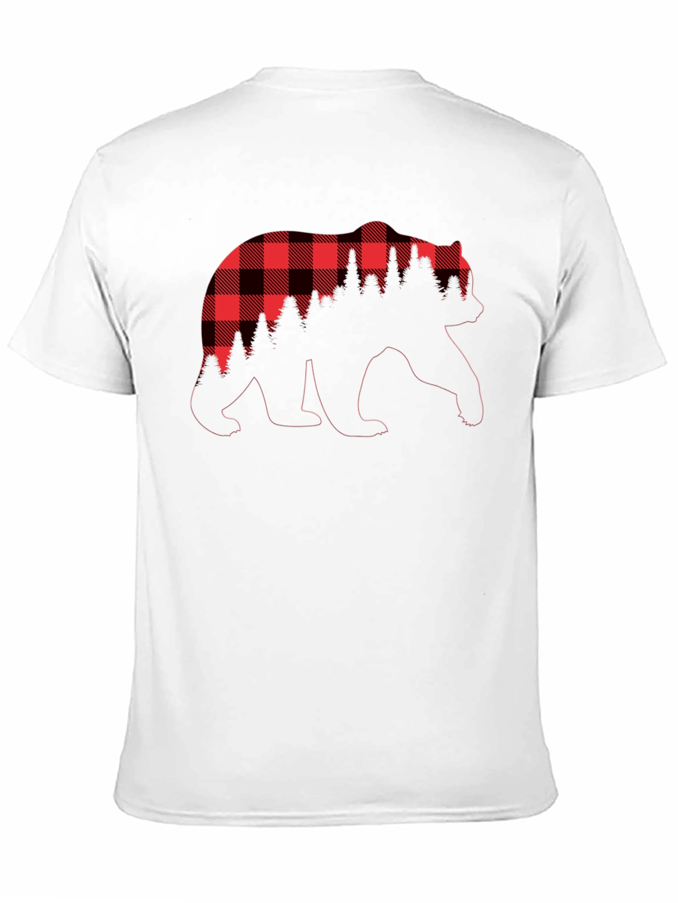 Black Buffalo Plaid Bear Graphic T-Shirt view 11
