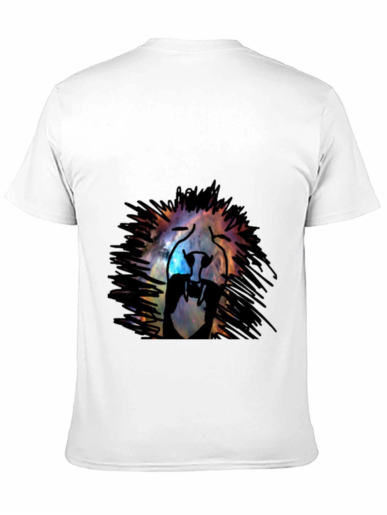 Black Galaxy Lion Graphic Tee - Black Cotton T-Shirt view 11