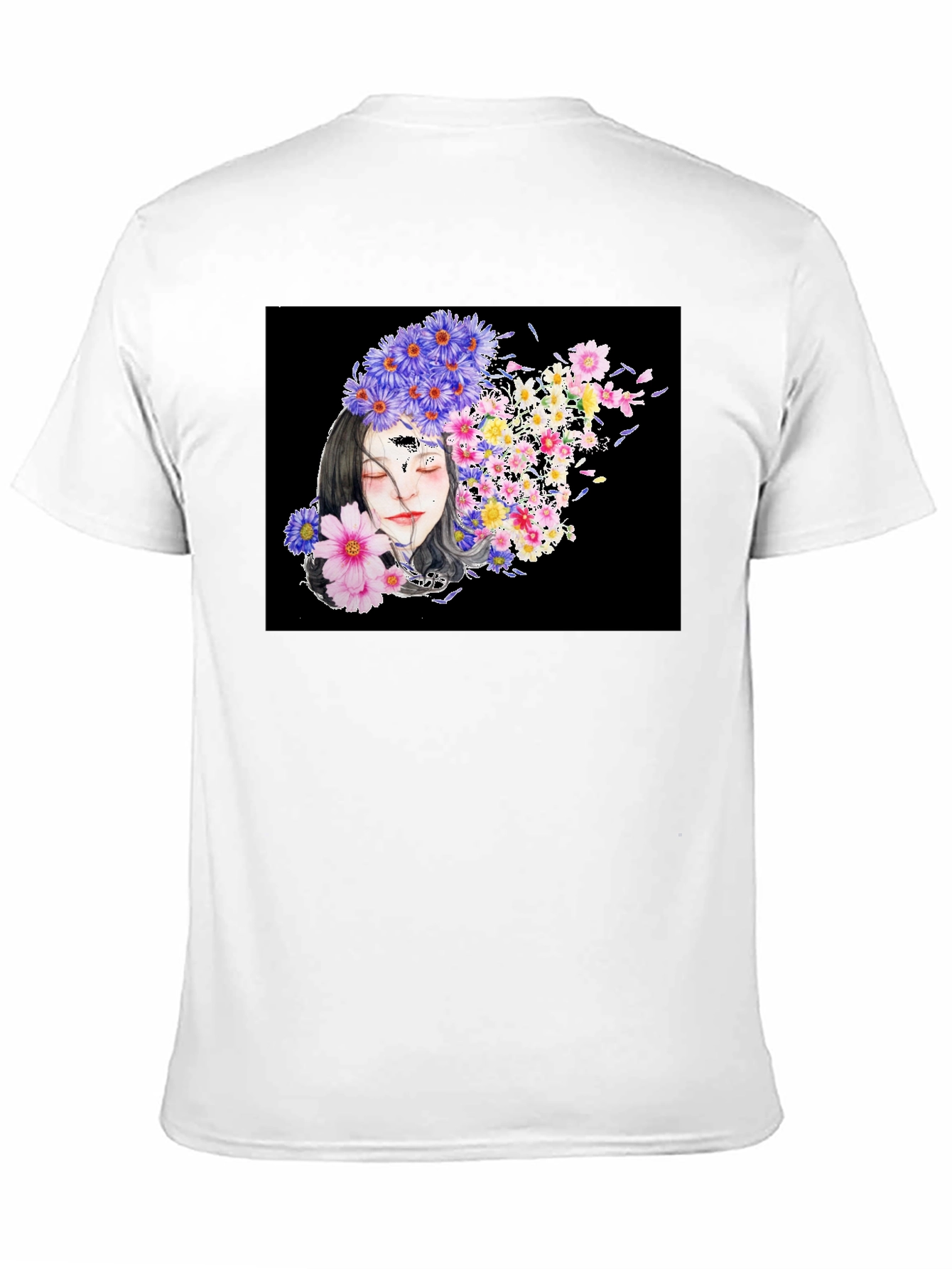 Black Floral Woman Black T-Shirt view 11